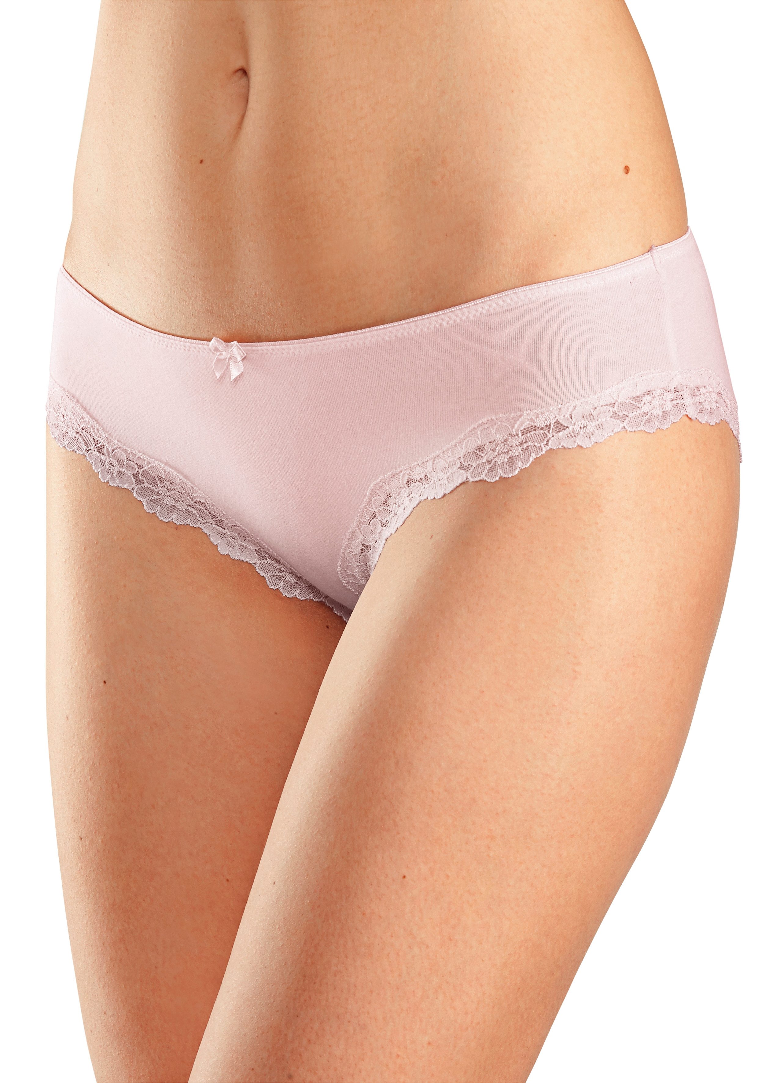 Lascana Slip van elastische katoen met delicate kant (3 stuks)