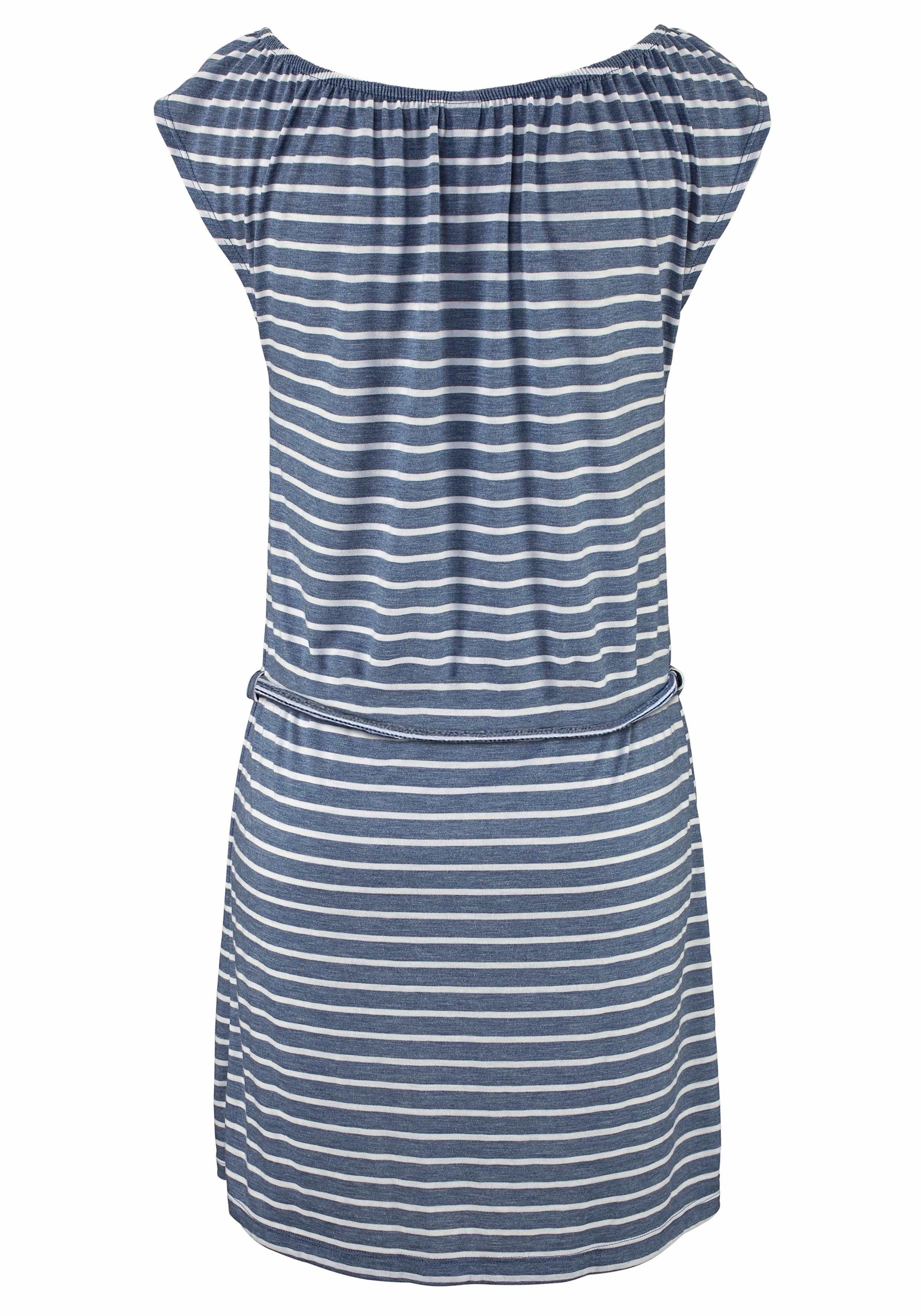 Venice Beach Jerseyjurk en gestreepte print, sportieve zomerjurk, strandjurk (Met een bindceintuur)