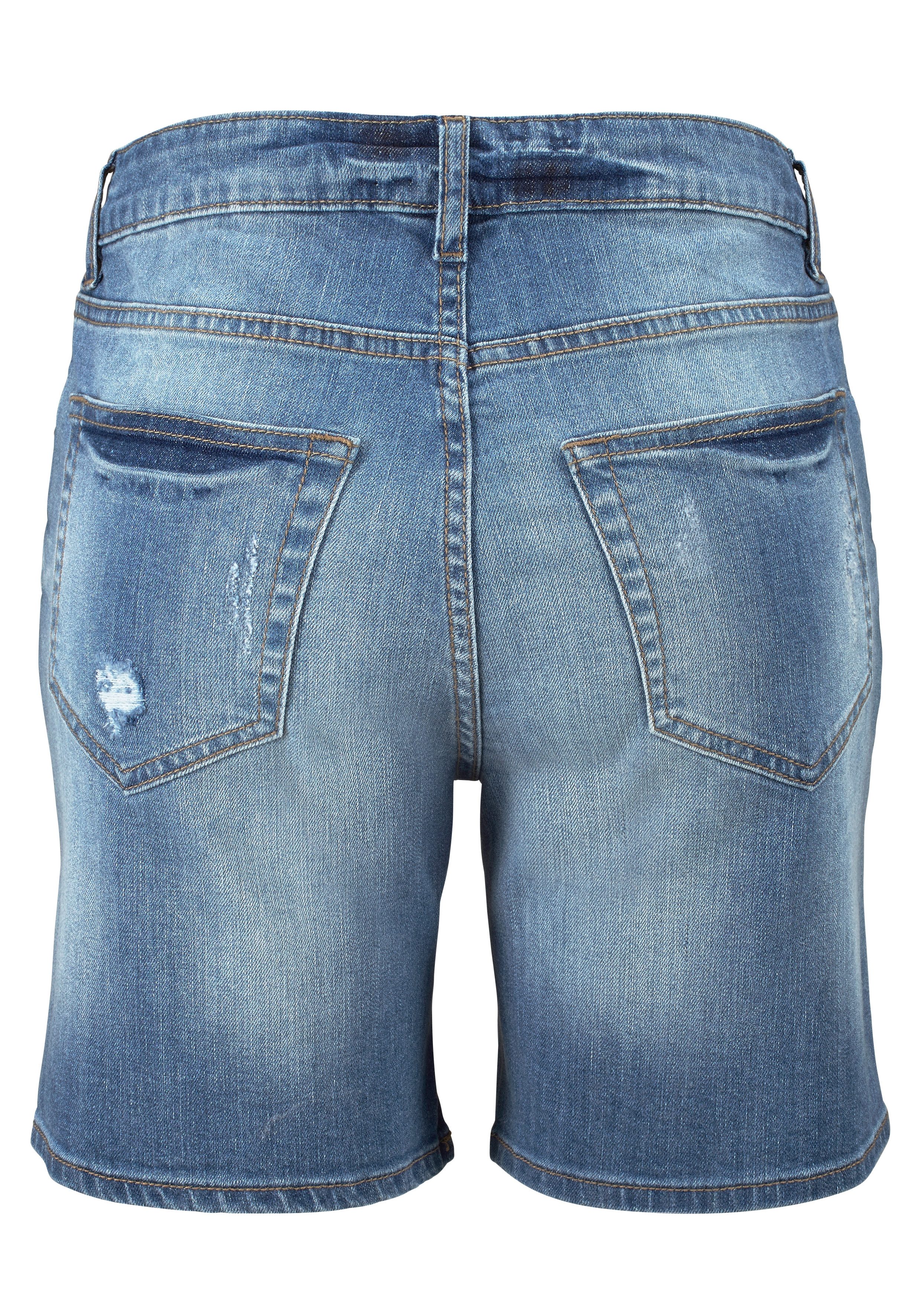 Buffalo Jeansbermuda met destroyed-effecten, shorts om op te rollen, korte broek