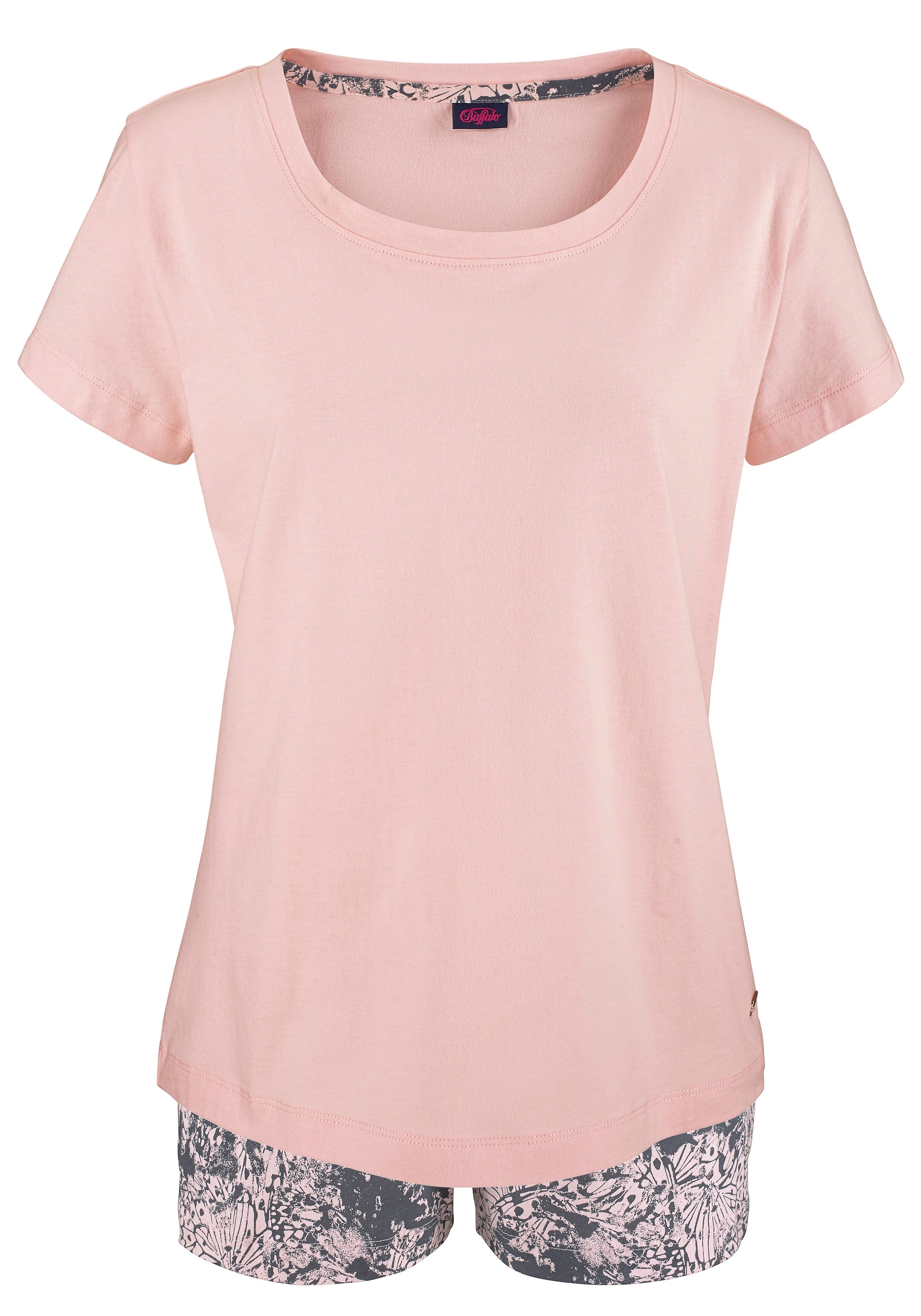 Buffalo Shortama met gedessineerde short en zacht basic t-shirt (2-delig, 1 stuk) shorty's maat 40/42 roze