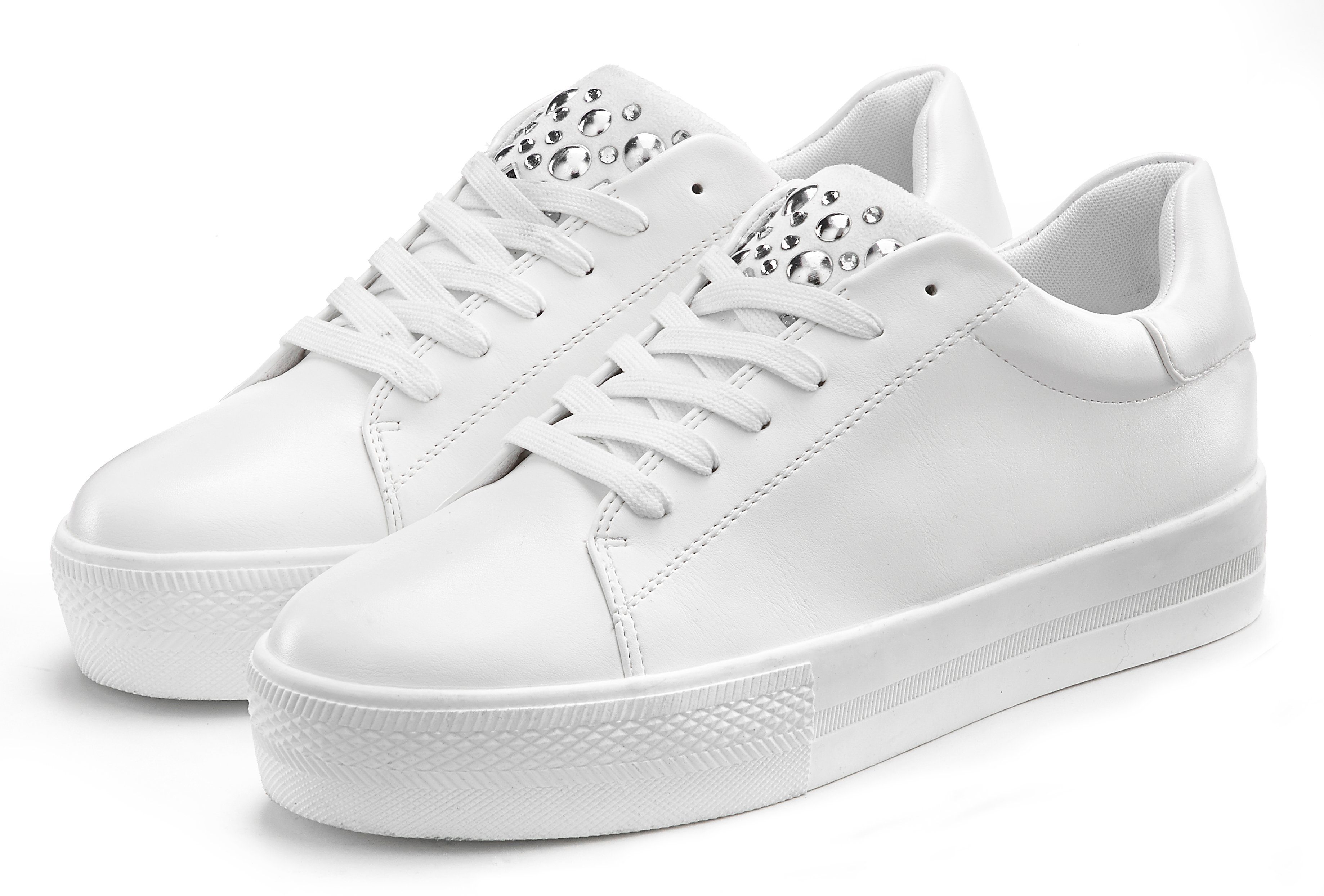Lascana Sneakers Veterschoen, vrijetijdsschoen met plateau, kleine steentjes VEGAN