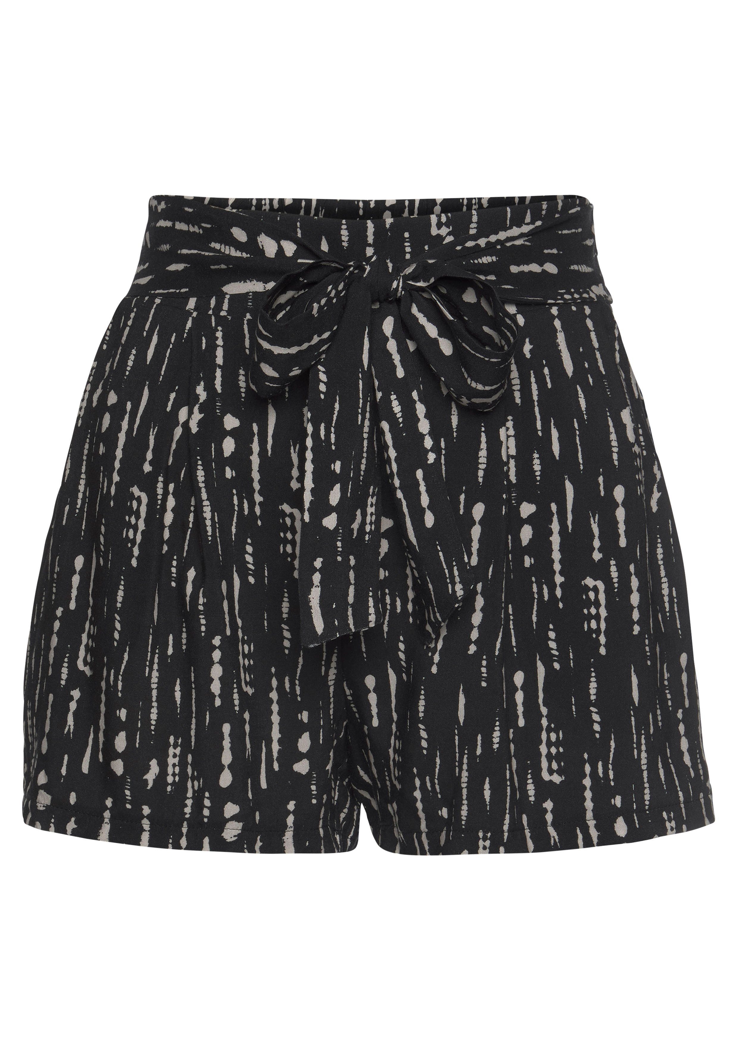 s.Oliver RED LABEL Beachwear Geweven short met all-over print en strikceintuur, korte broek, losse pasvorm