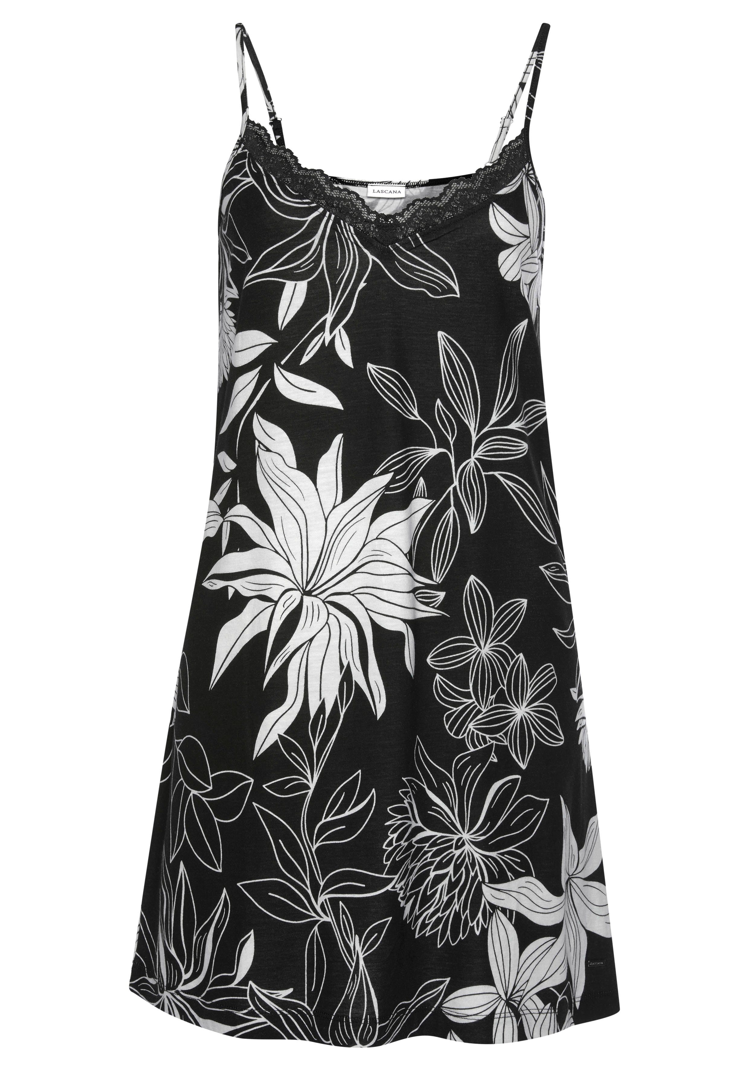 Lascana Negligé met bloemenprint negligés maat 36/38 zwart