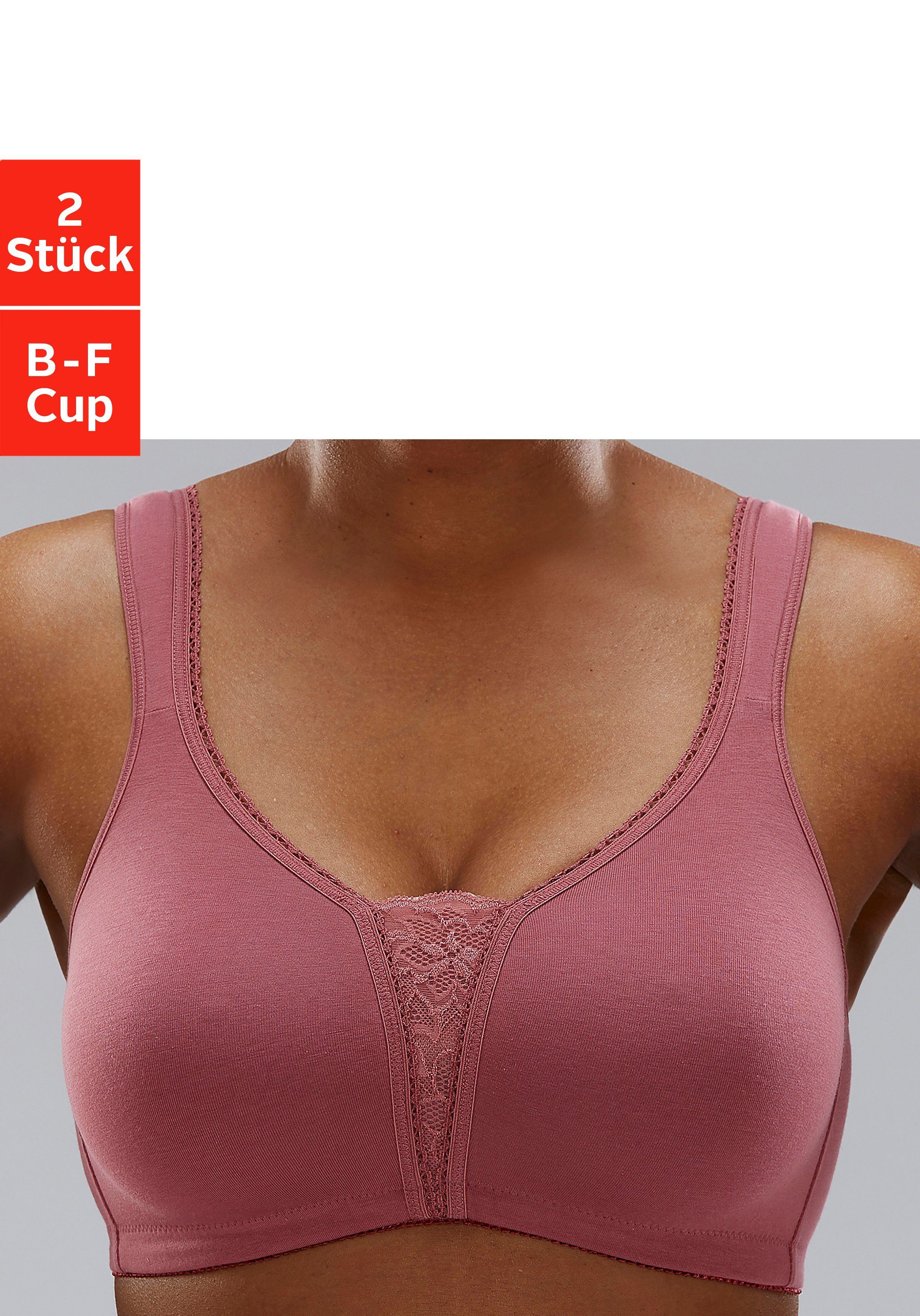 Petite fleur Soft-bh zonder beugels met kanten details (Set van 2)