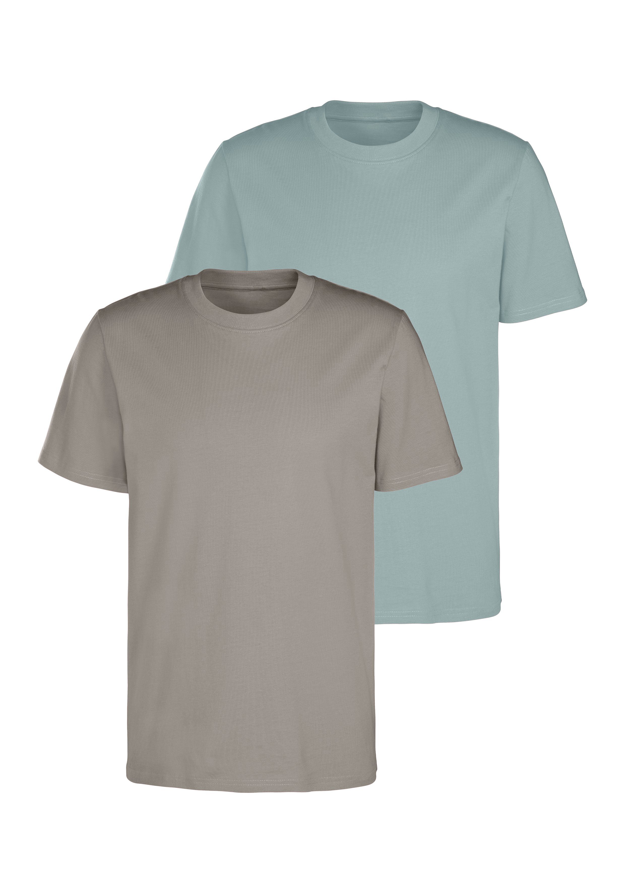 KangaROOS T-shirt Vrijetijdsshirt met korte mouwen, ronde hals van 100% katoen (Set van 2)