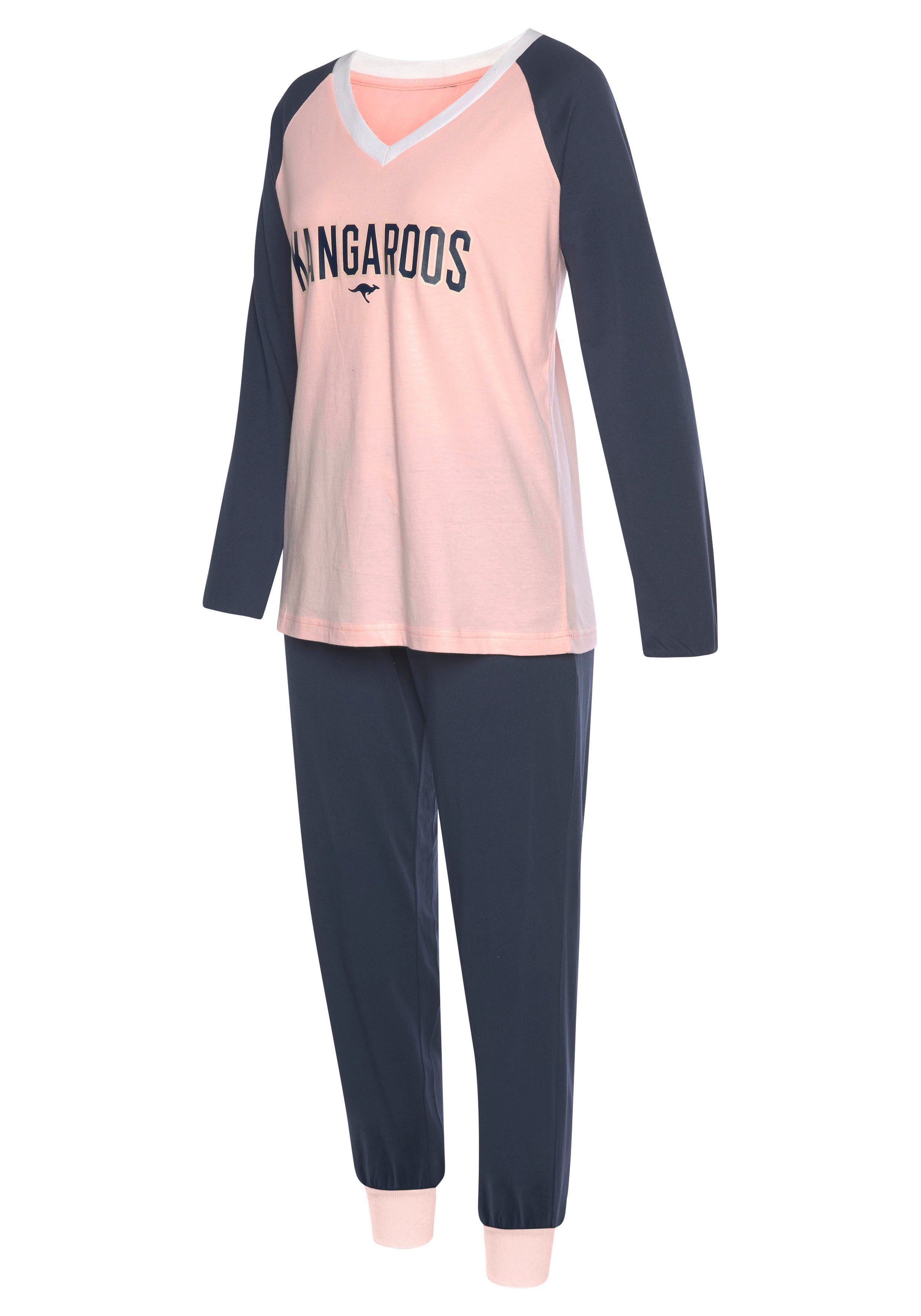 KangaROOS Pyjama met contrastkleurige raglanmouwen (2-delig, 1 stuk)