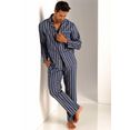 h.i.s pyjama zacht, van flanel in streepdesign blauw