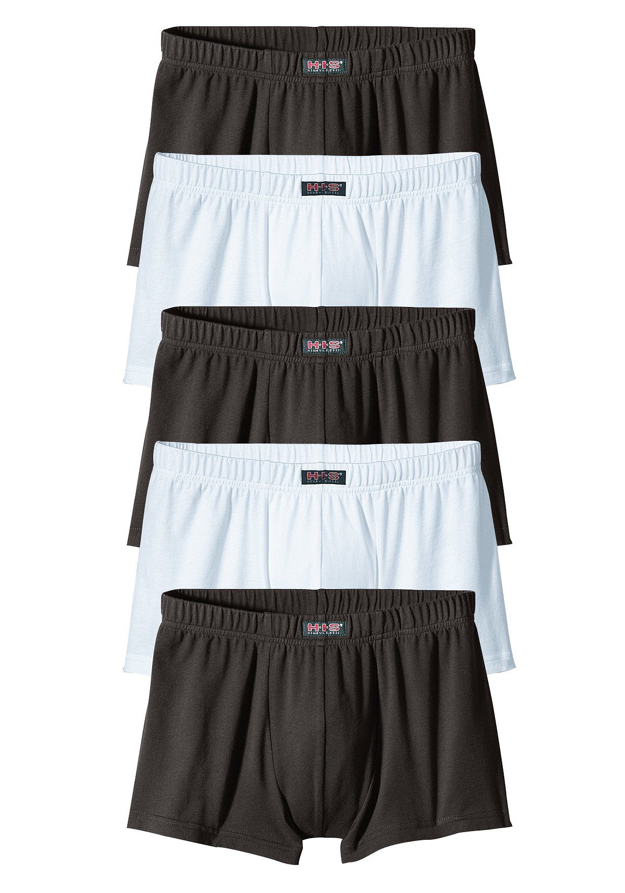 H.I.S Hipster strak zittende boxershorts van katoenstretch (set, 5 stuks) heren maat 10 wit