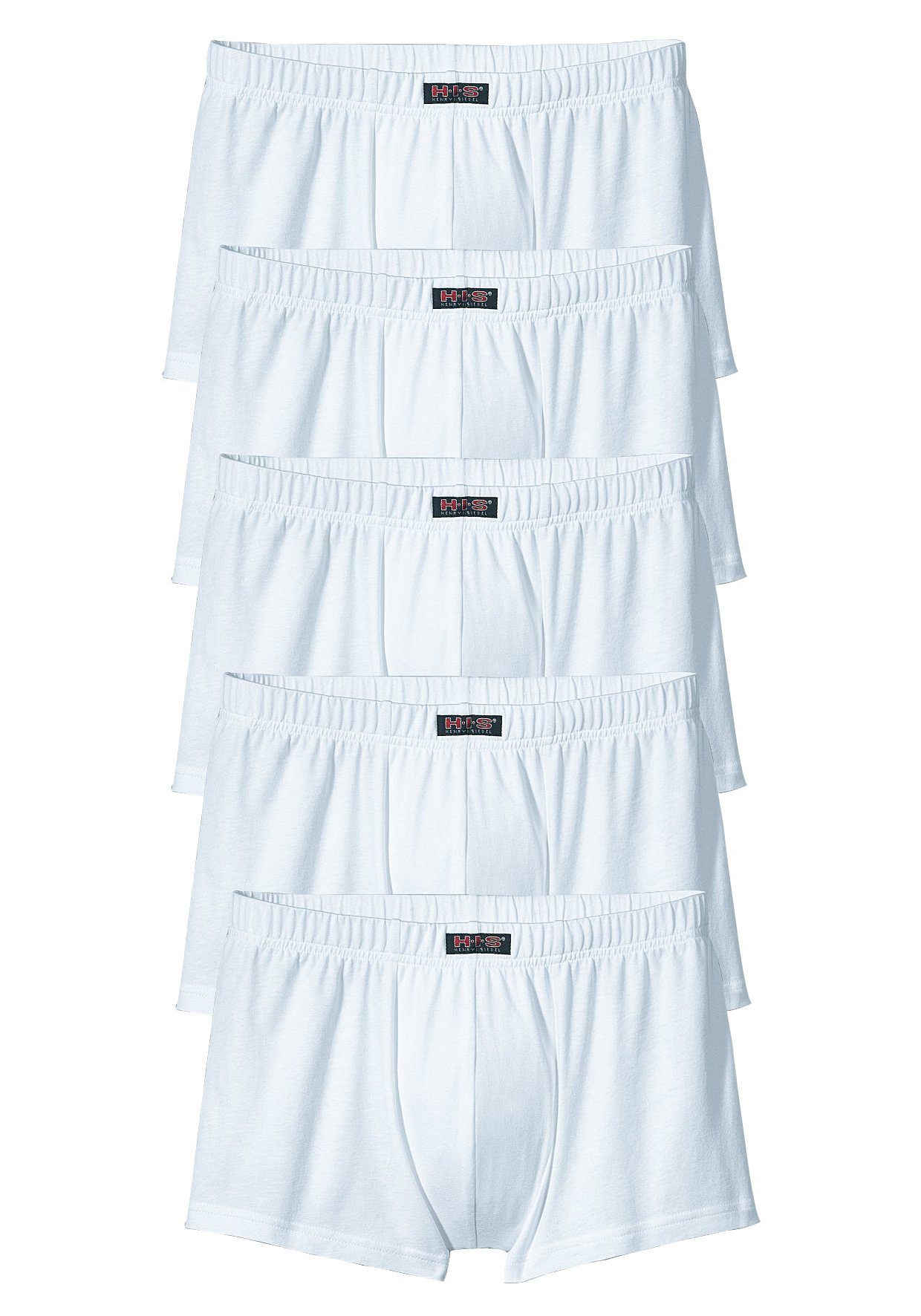 H.I.S Hipster strak zittende boxershorts van katoenstretch (set, 5 stuks) heren maat 10 wit