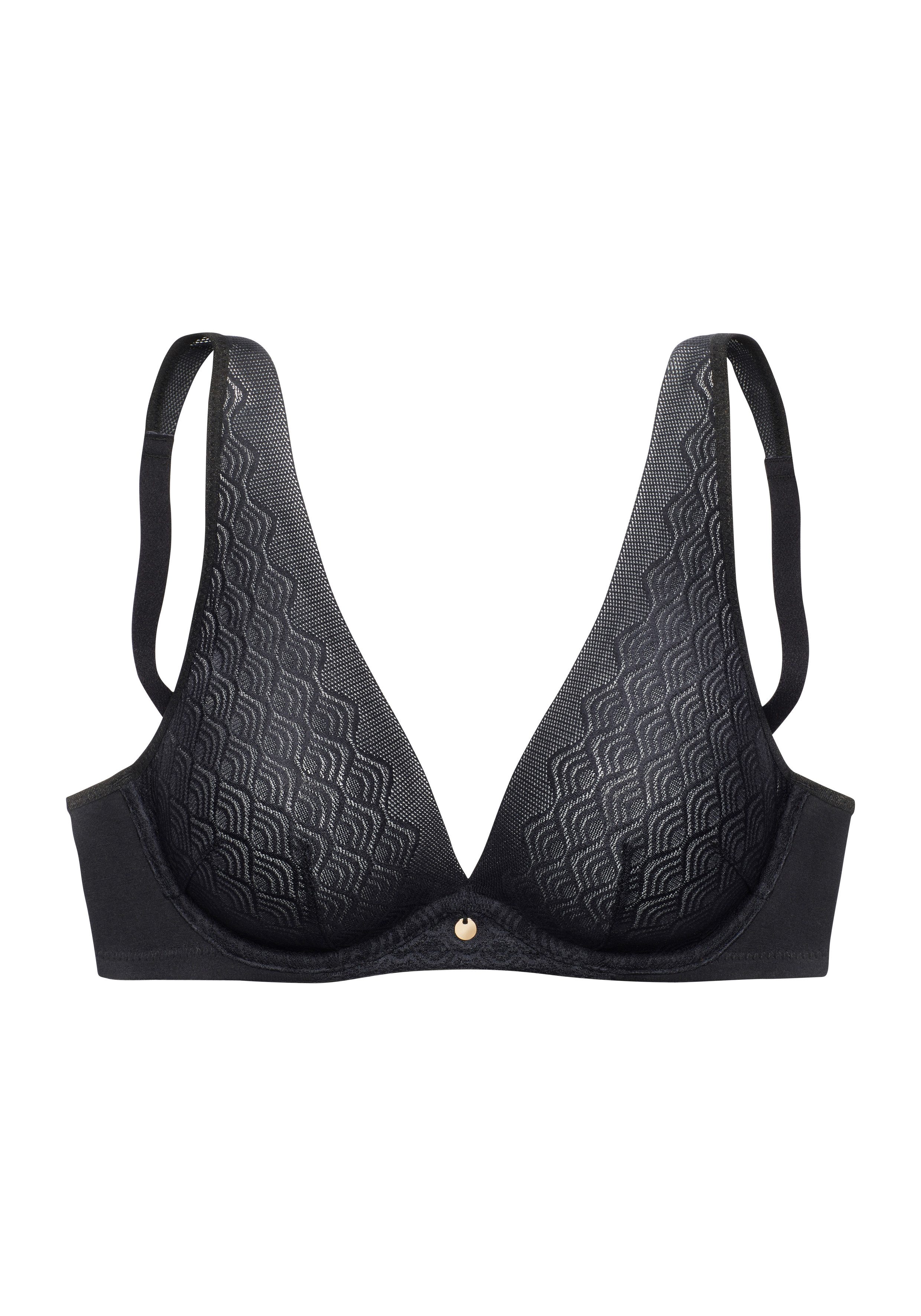 Lascana Beugel-bh in high-apex snit met extra platte randen, lingerie beugel bh's maat E E zwart