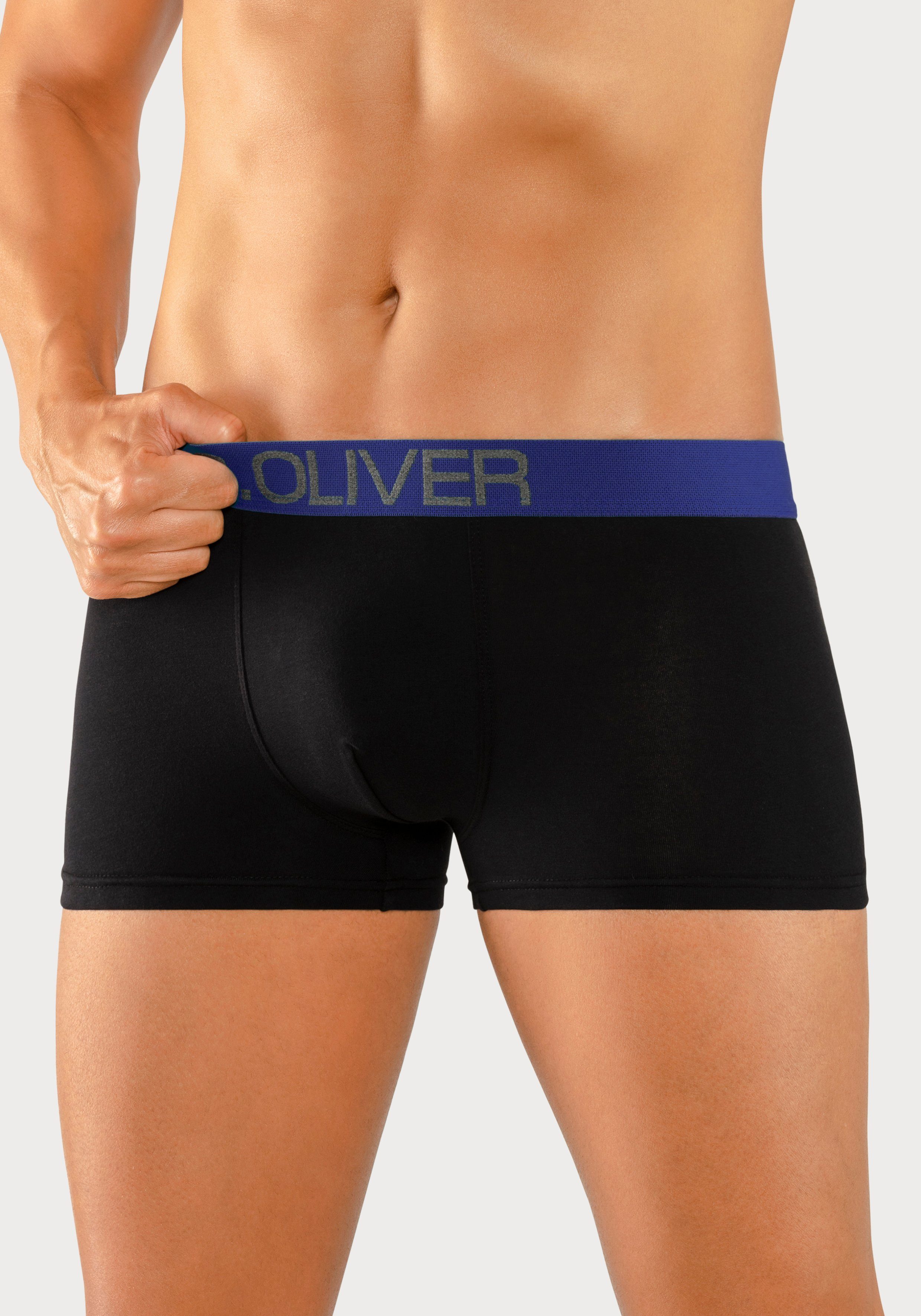 s.Oliver RED LABEL Beachwear Hipster strak zittende boxershorts voor heren van katoenmix (set, 4 stuks)