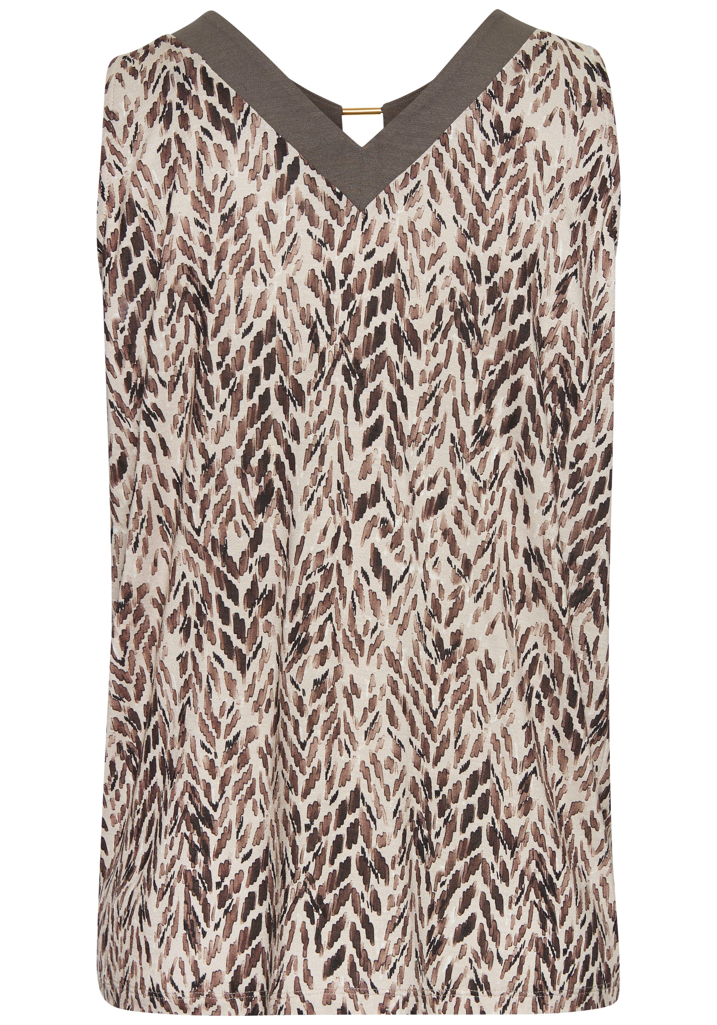 Lascana Top met sieraccessoire, zachte viscose, alloverprint