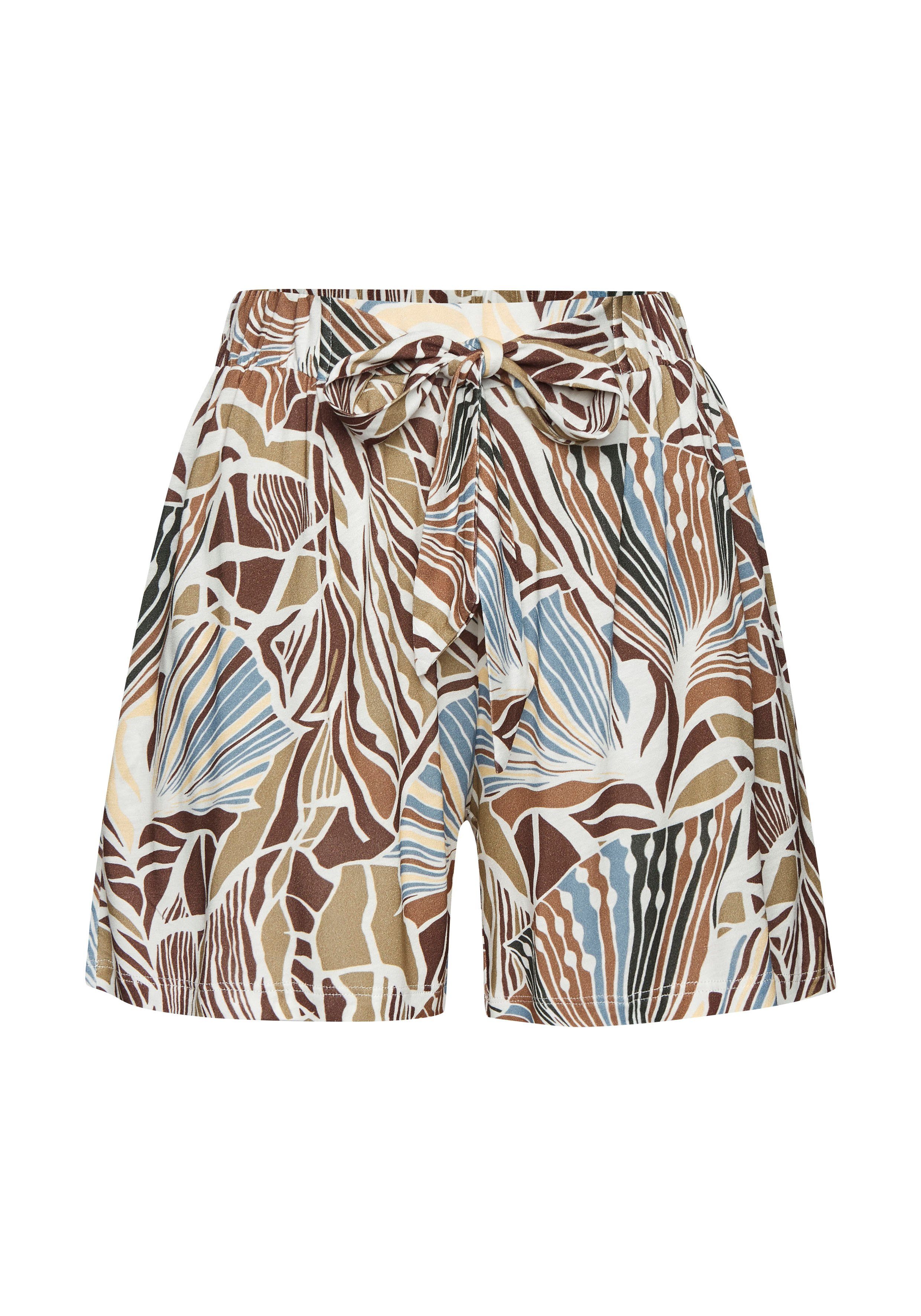 Lascana Strandshort met vaste bindgordel, korte broek met alloverprint