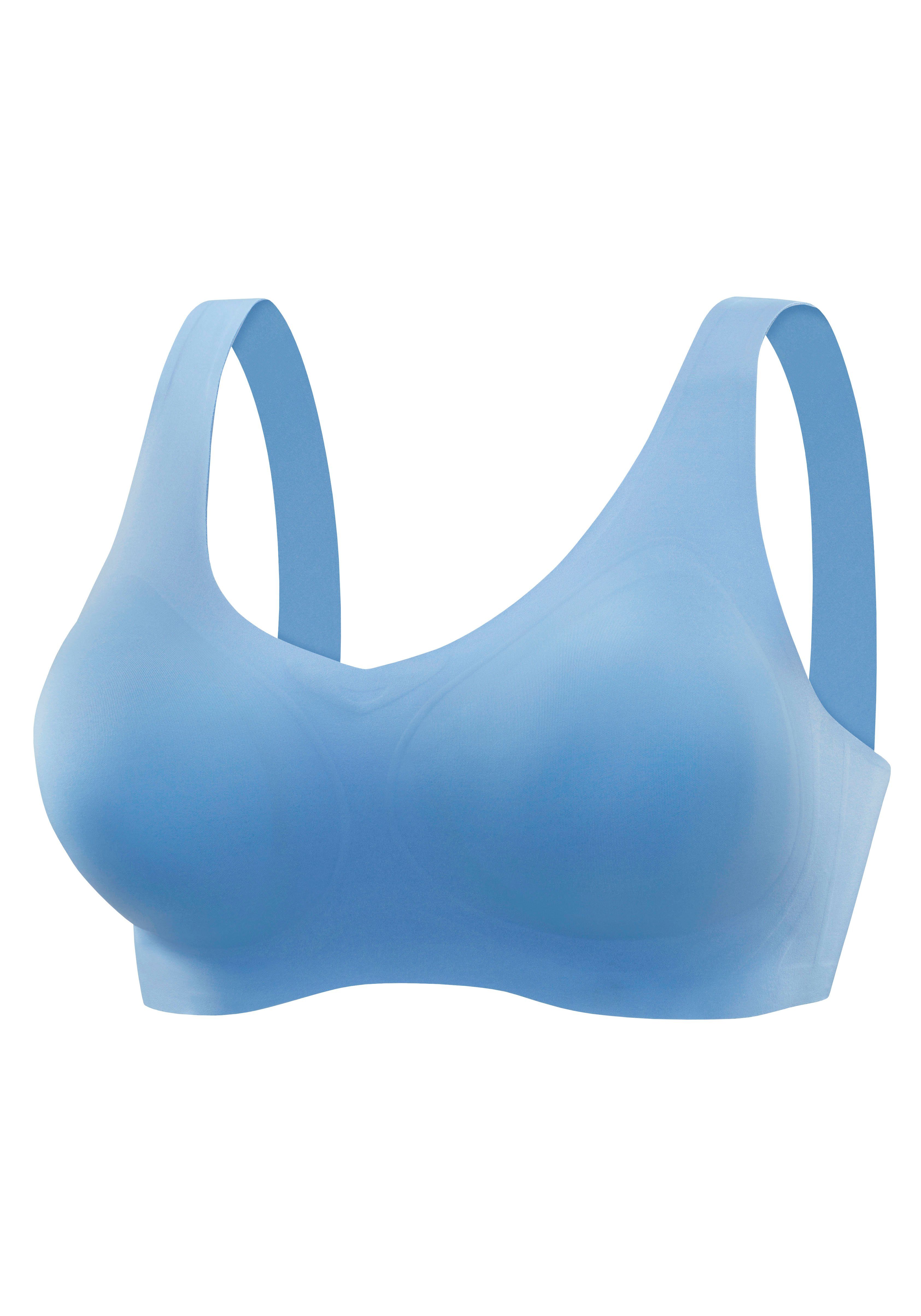 Nuance Bralette-bh SEAMLESS, zonder beugels, met geïntegreerd push-up kussen, Basic Lingerie bh's zonder beugel maat L (44/46) blauw