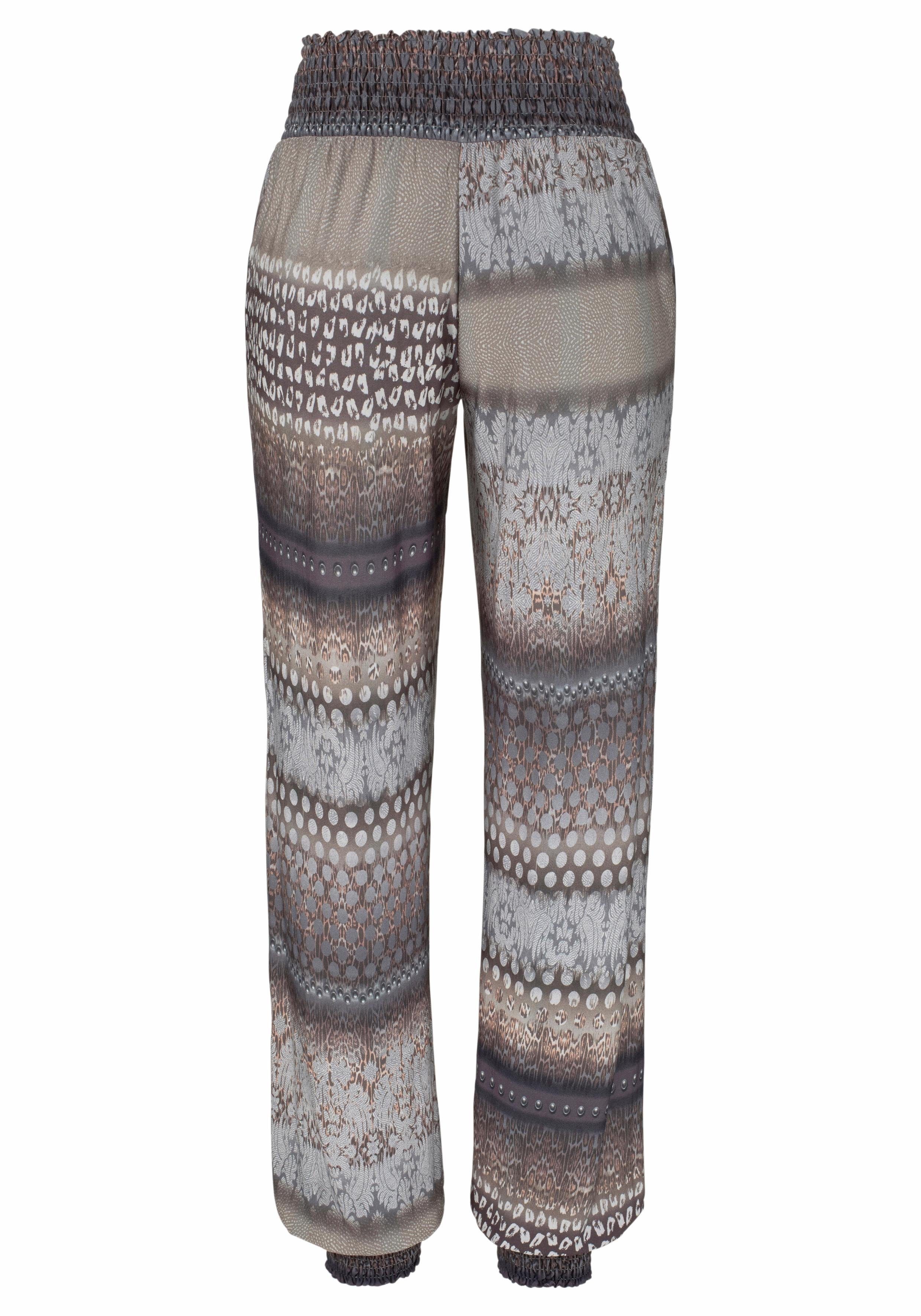 Buffalo Strandbroek met all-over print en zakken, jersey broek, casual broek