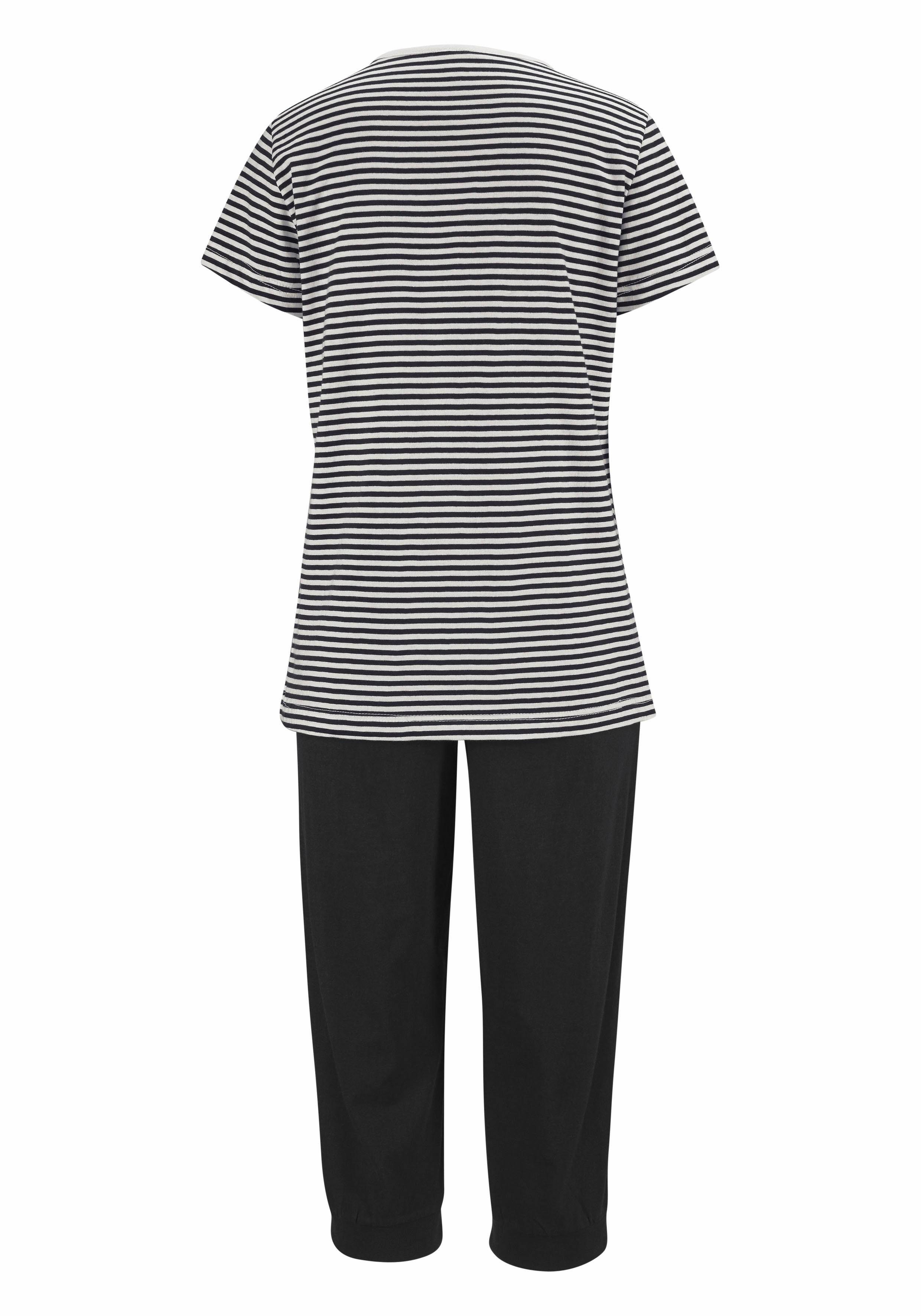 H.I.S Capripyjama met gestreept t-shirt en casual broek (2-delig, 1 stuk)