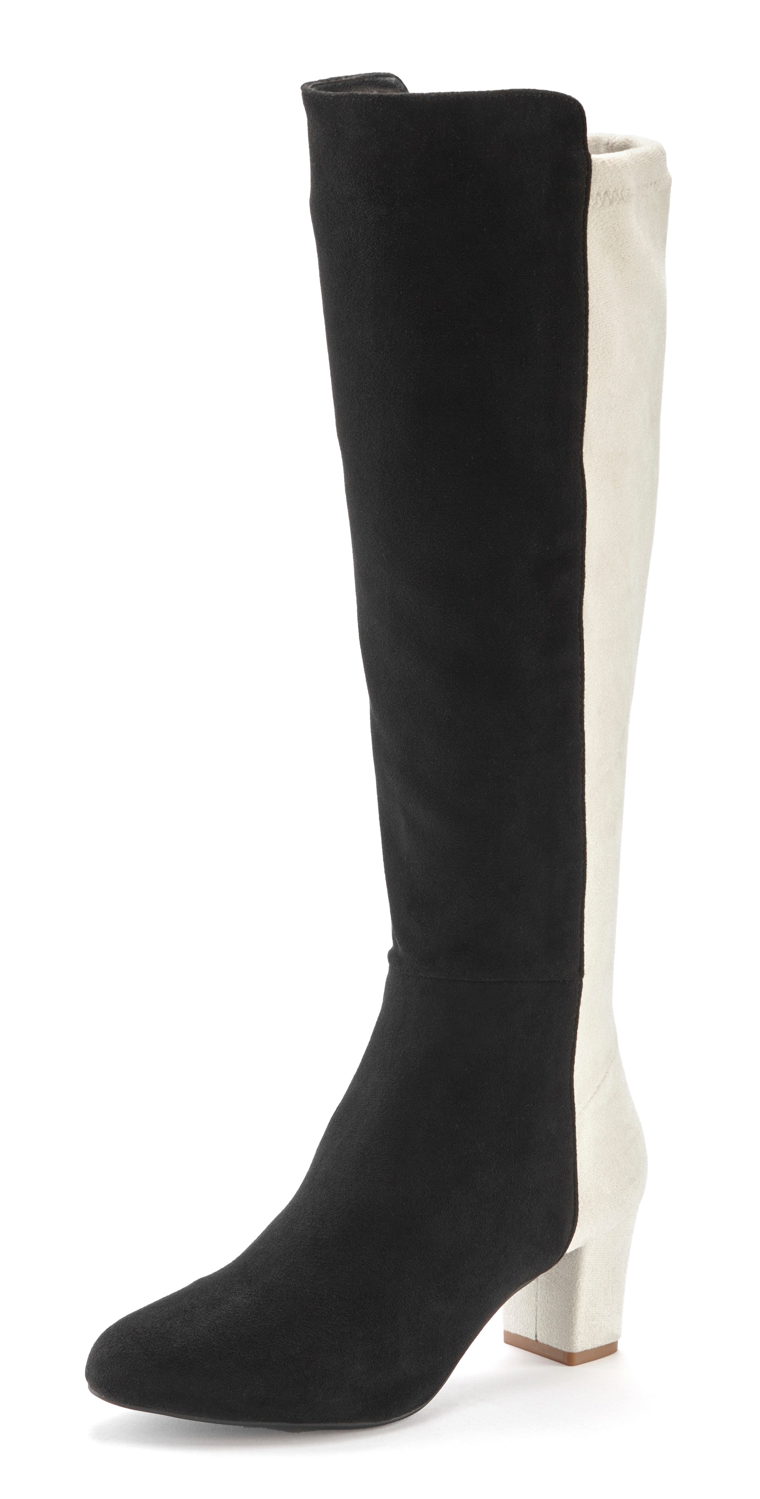 Lascana Laarzen Lange laars, enkellaars met blokhak in twee kleuren look