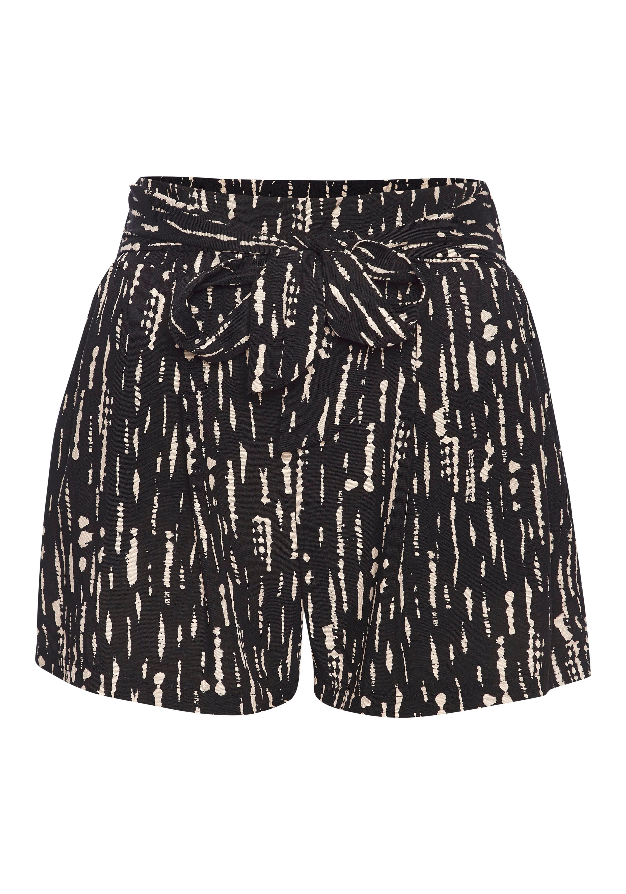 s.Oliver RED LABEL Beachwear Geweven short met all-over print en strikceintuur, korte broek, losse pasvorm