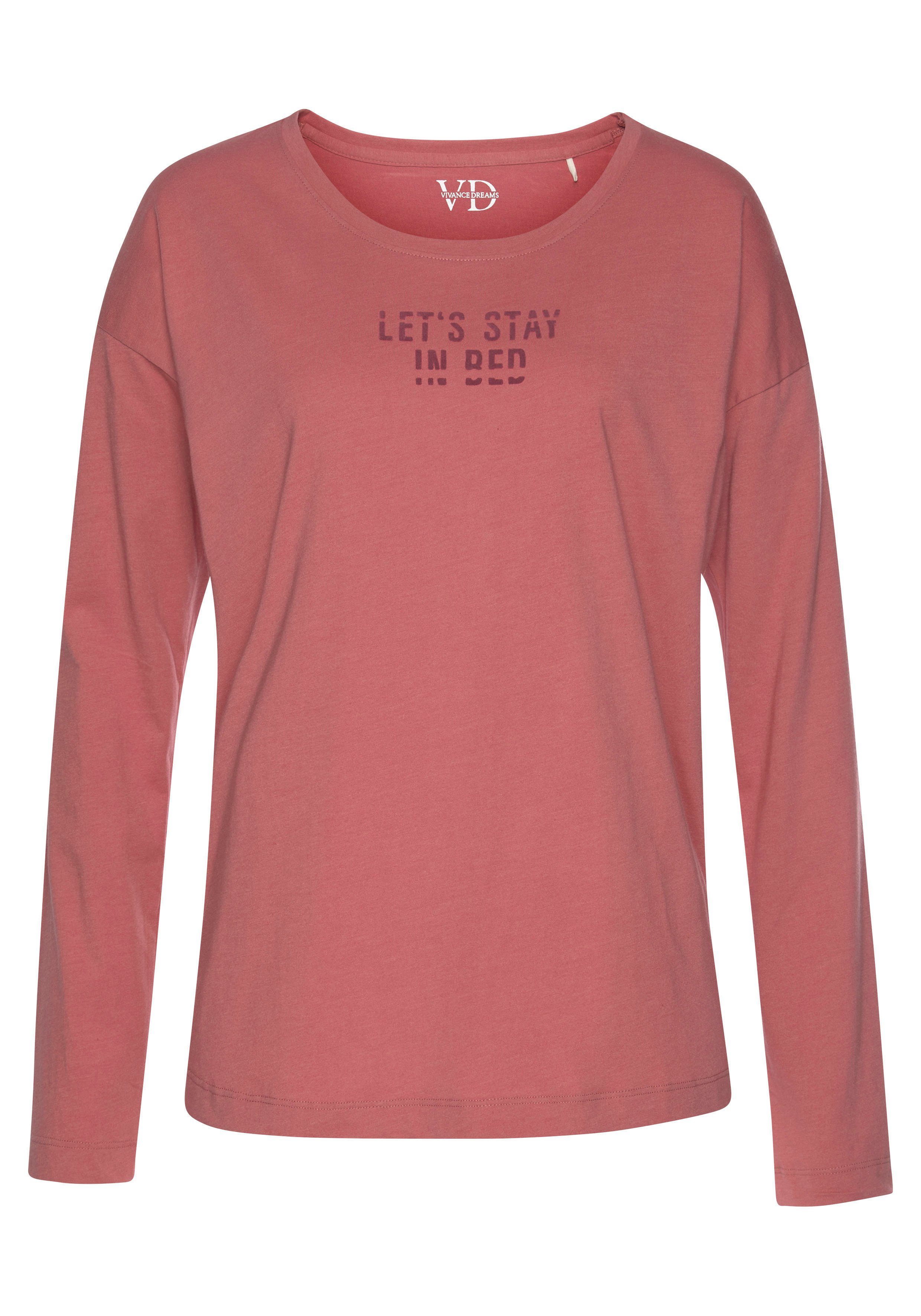 Vivance Dreams Pyjama met opschrift en gedessineerde broek (2-delig, 1 stuk)