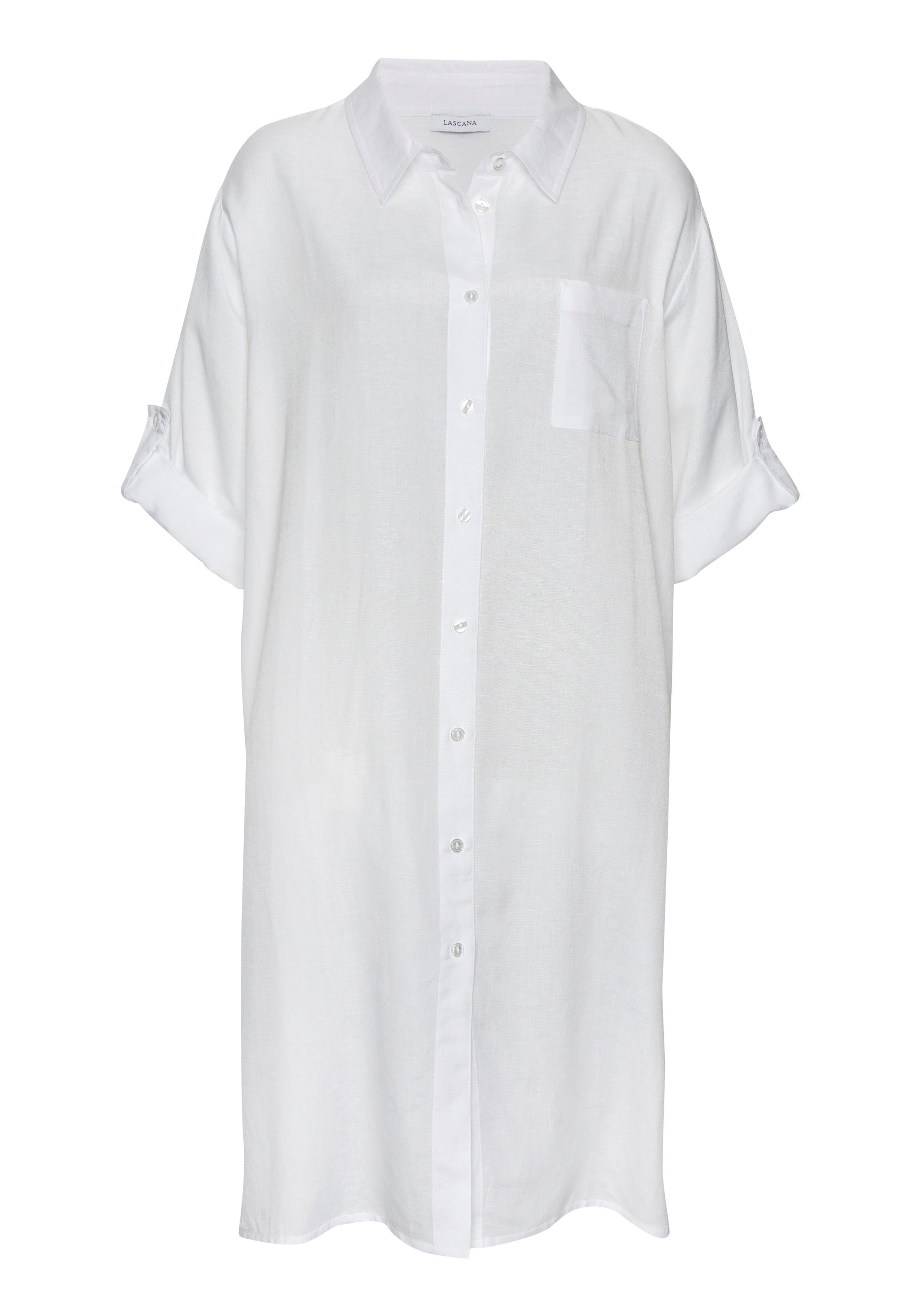 Lascana Lange blouse van lichte stof met linnenpercentage, luchtige blousejurk