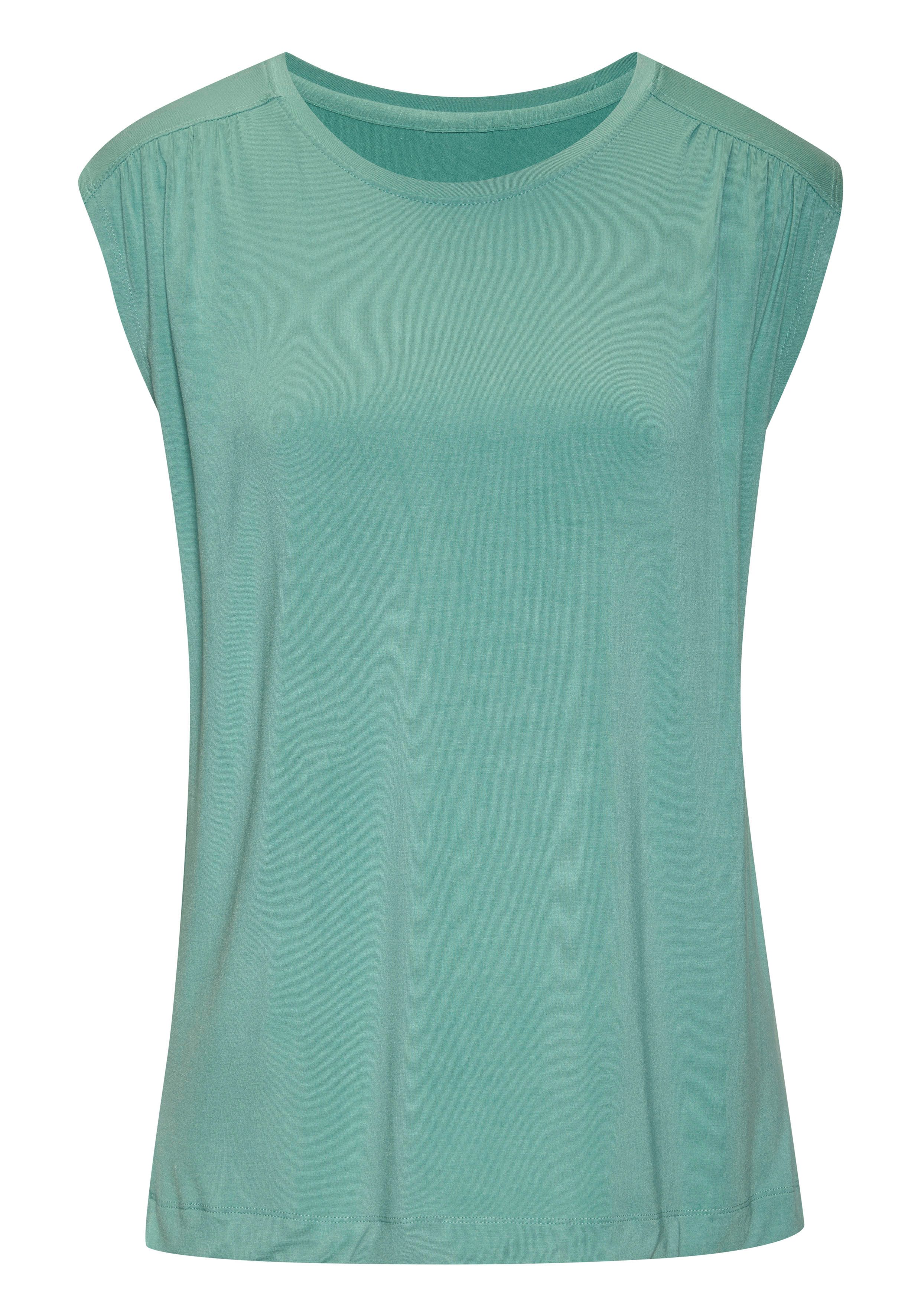 Lascana Shirttop Met schouderrimpeling van zachte viscose-stretch