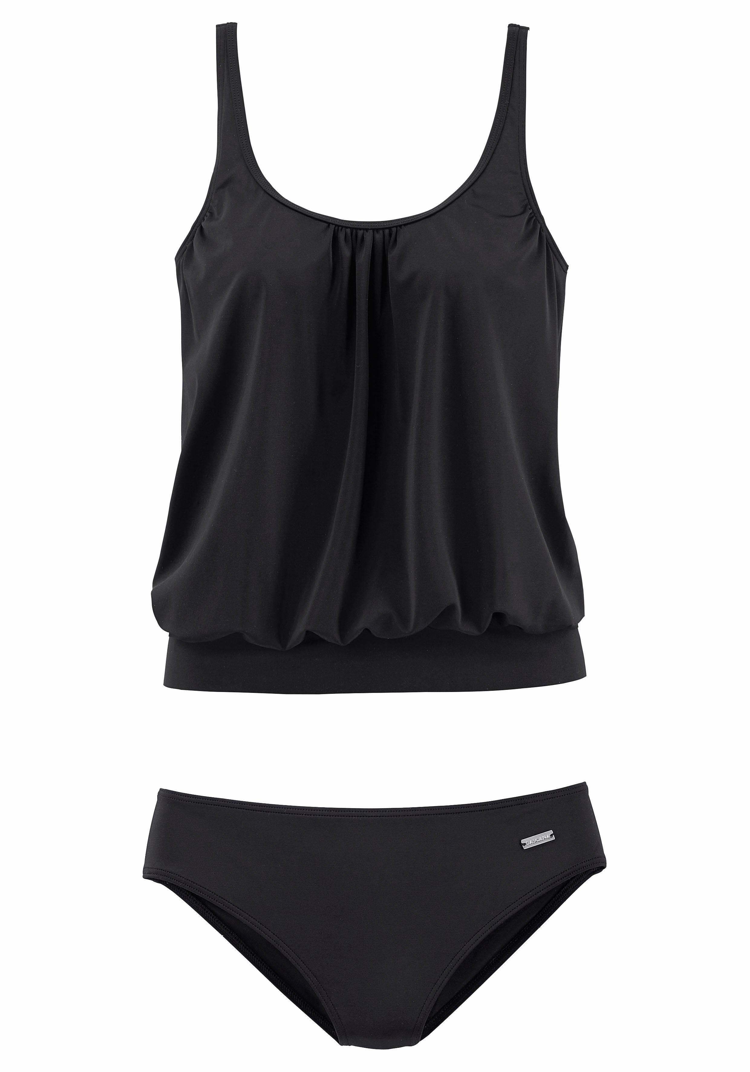 Lascana Oversized tankini Corrigerende versterking bij de cup, onderbustelastiek rondom, verstelbare bandjes tankini's zonder beugel maat 36 zwart