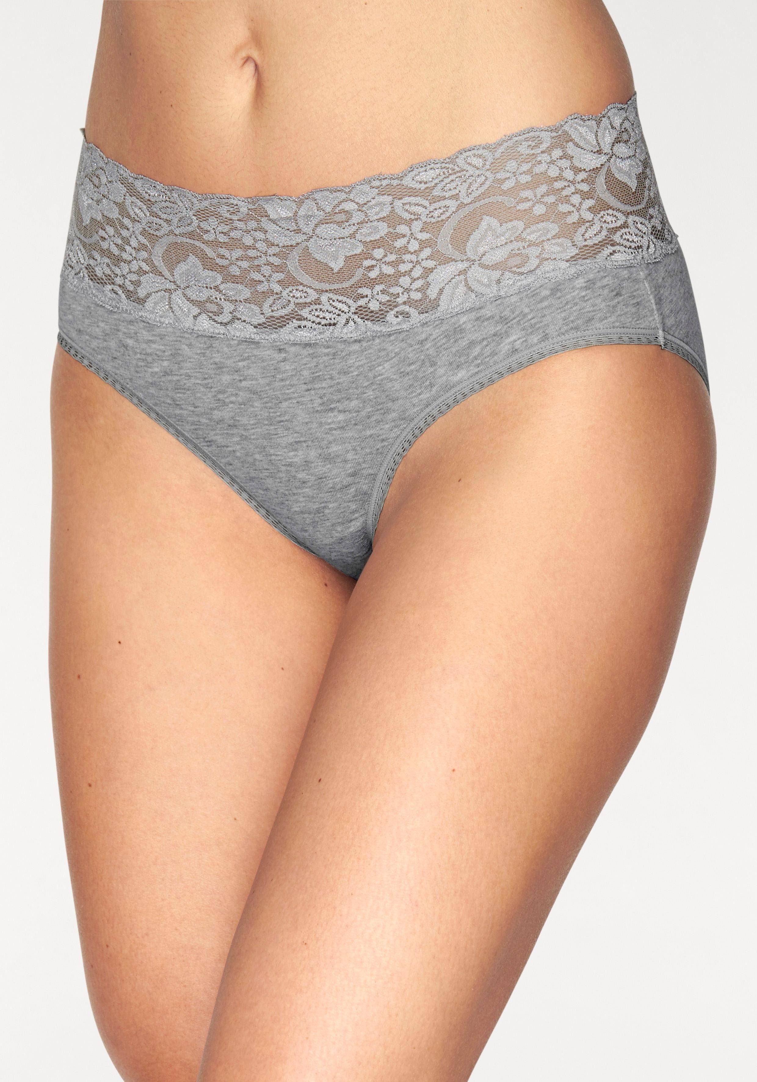 Vivance Slip van elastische katoen met florale kant (3 stuks) slips maat 44/46 multicolor