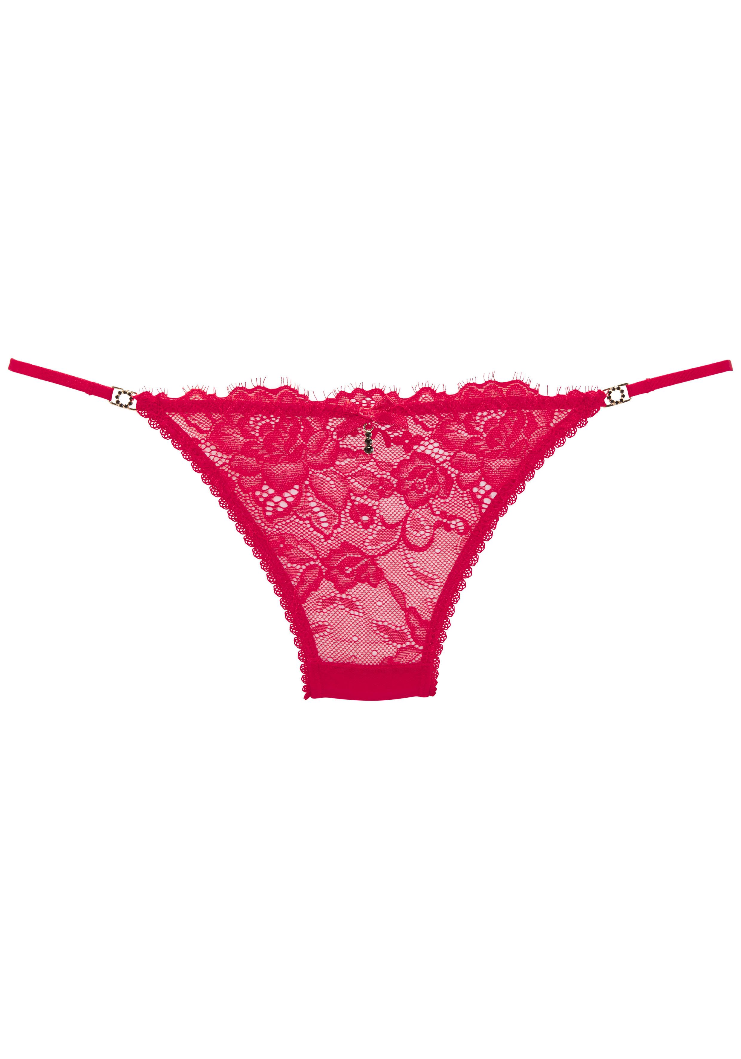 Lascana Tanga Samara met fijne satijnen strik en extravagante strass-accessoires