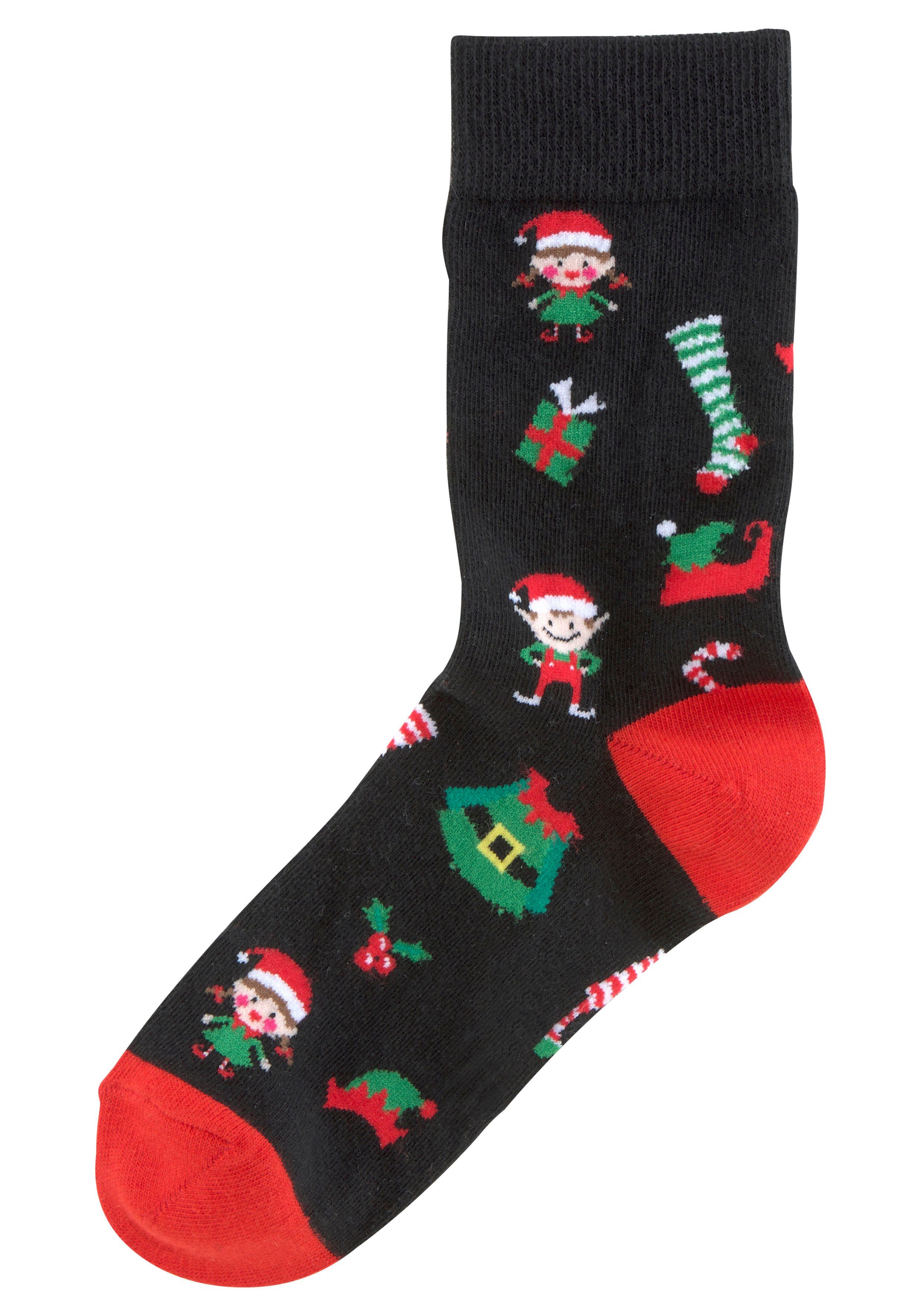 H.I.S Sokken met leuke kerstmotieven (set, 3 paar)