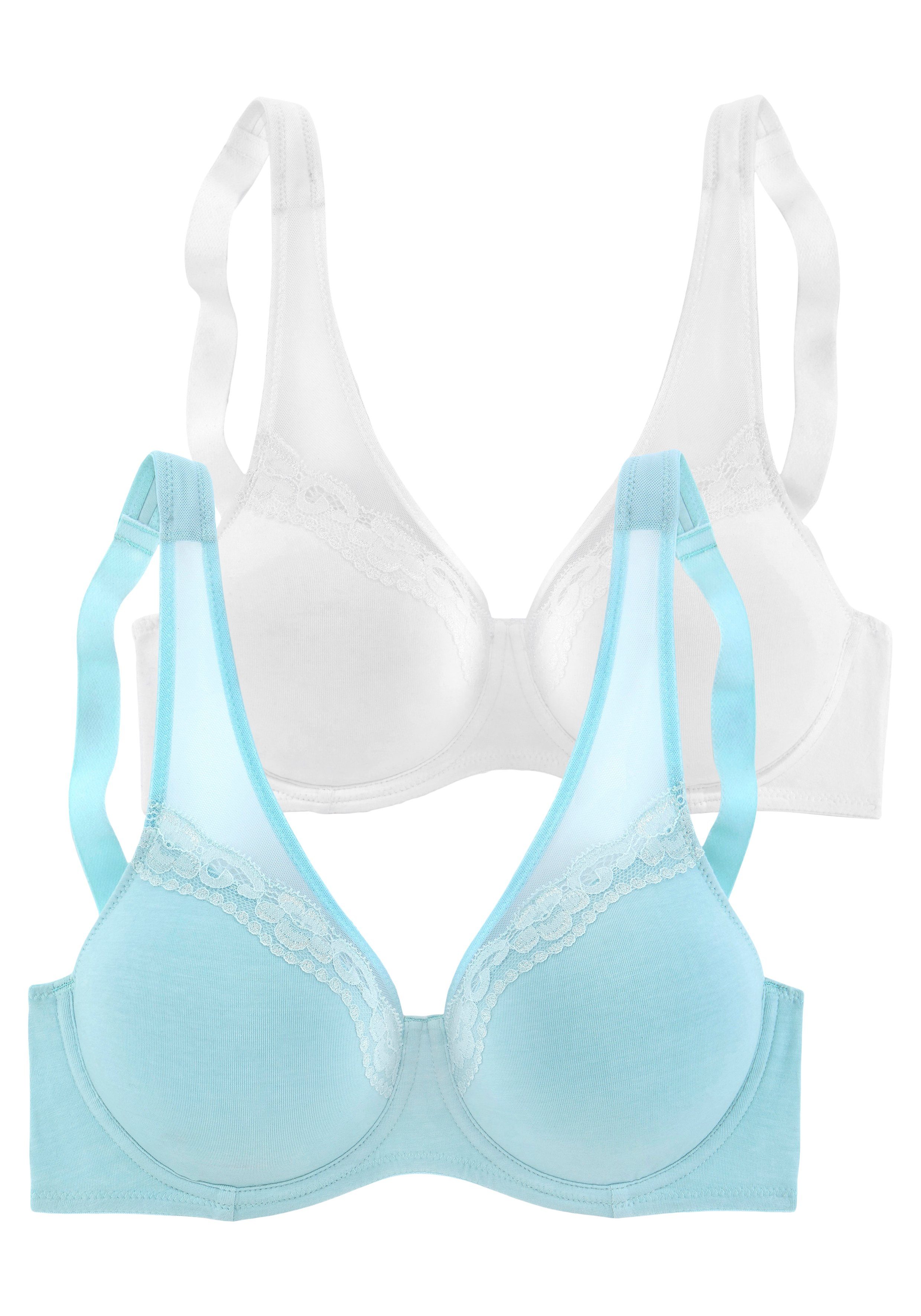 Petite fleur Minimizer-bh met naadloos voorgevormde cups van katoen (Set van 2)