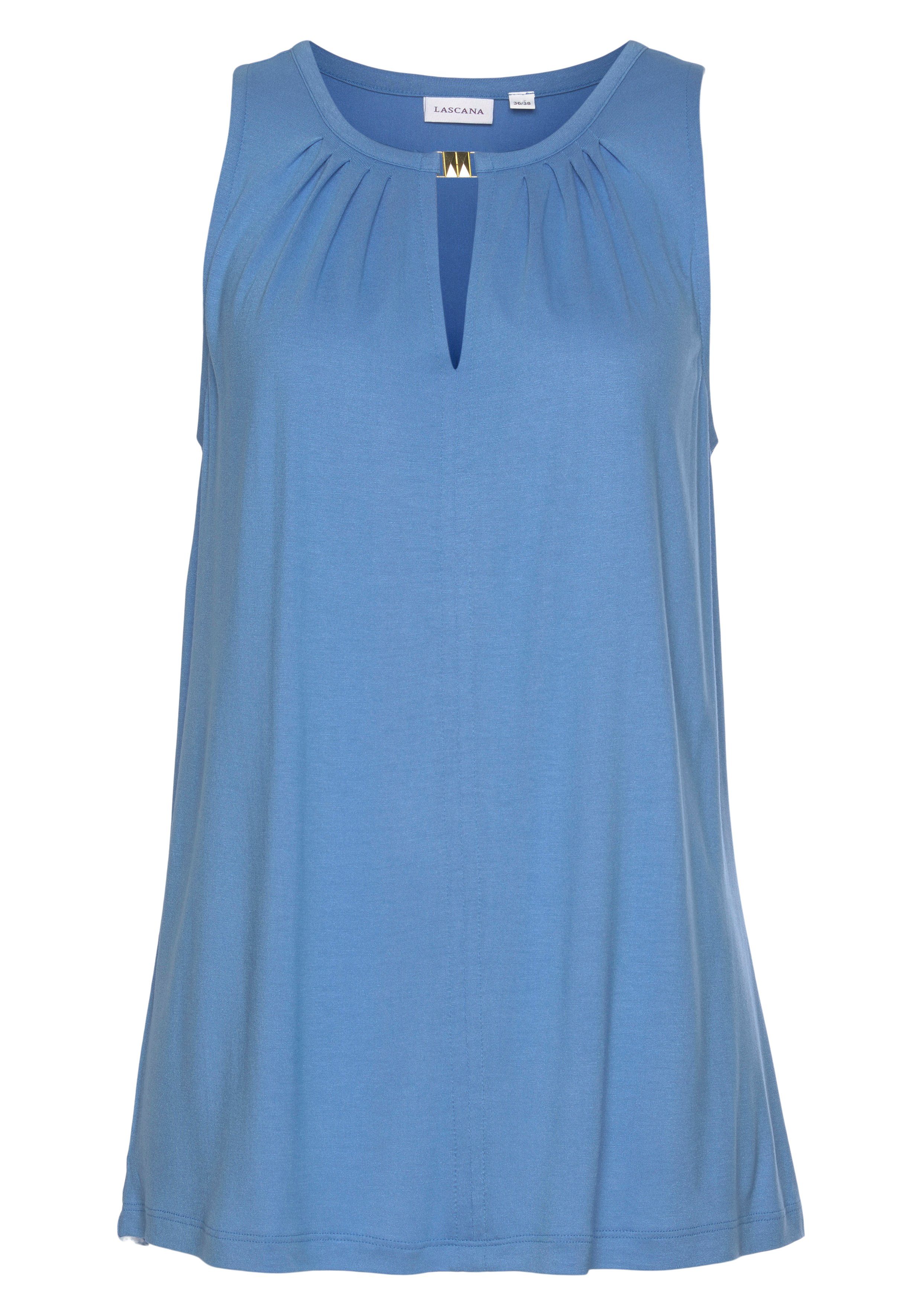 Lascana Tanktop met decoratief accessoire, casual blousetop, elegant