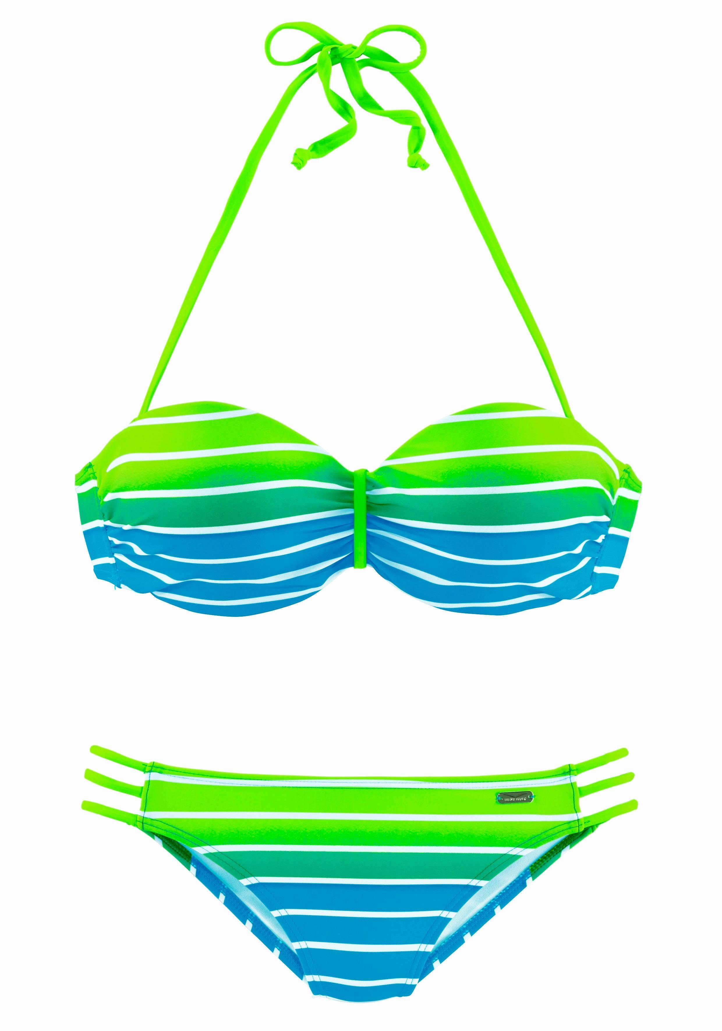 venice beach beugelbikini in bandeaumodel in een trendy streep-look groen