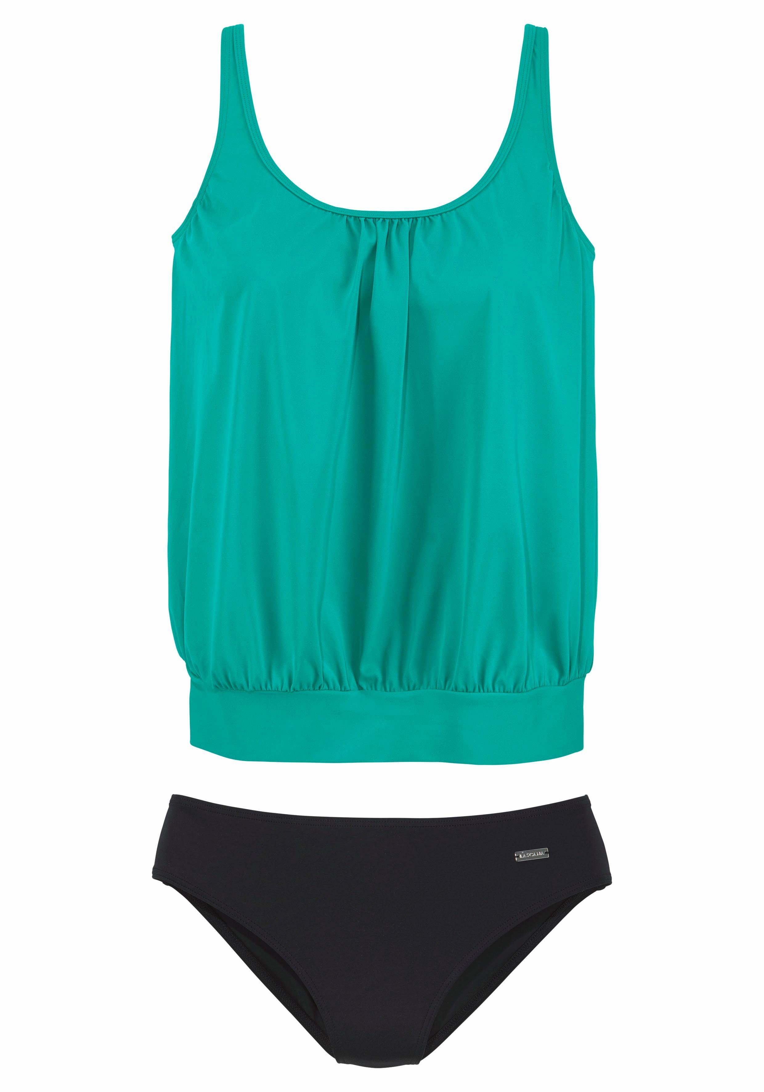 Lascana Oversized tankini Corrigerende versterking bij de cup, onderbustelastiek rondom, verstelbare bandjes tankini's zonder beugel maat 36 groen