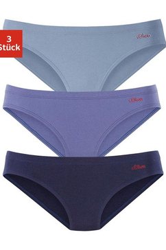 s.oliver red label beachwear bikinibroekje met logoprint opzij (3 stuks) blauw