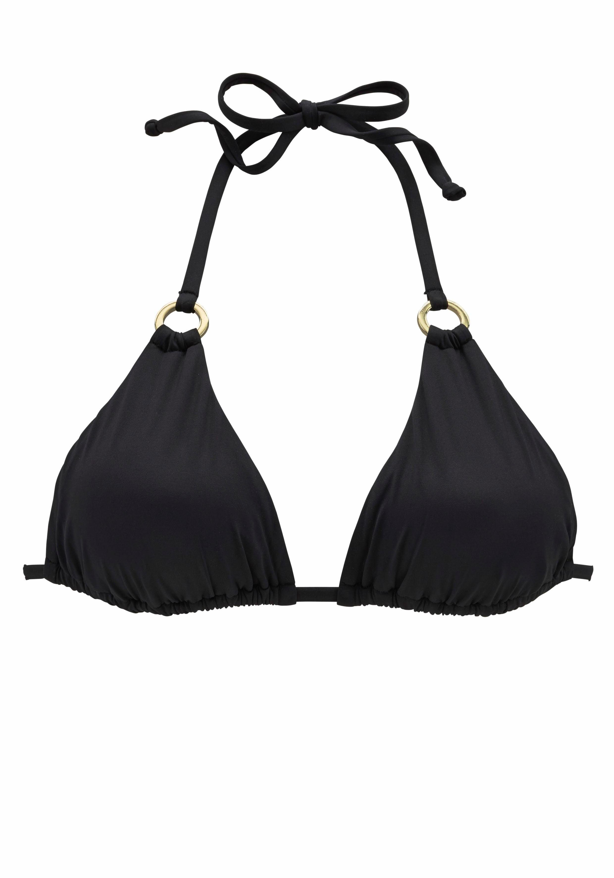lascana triangel-bikinitop italy met sierringen zwart