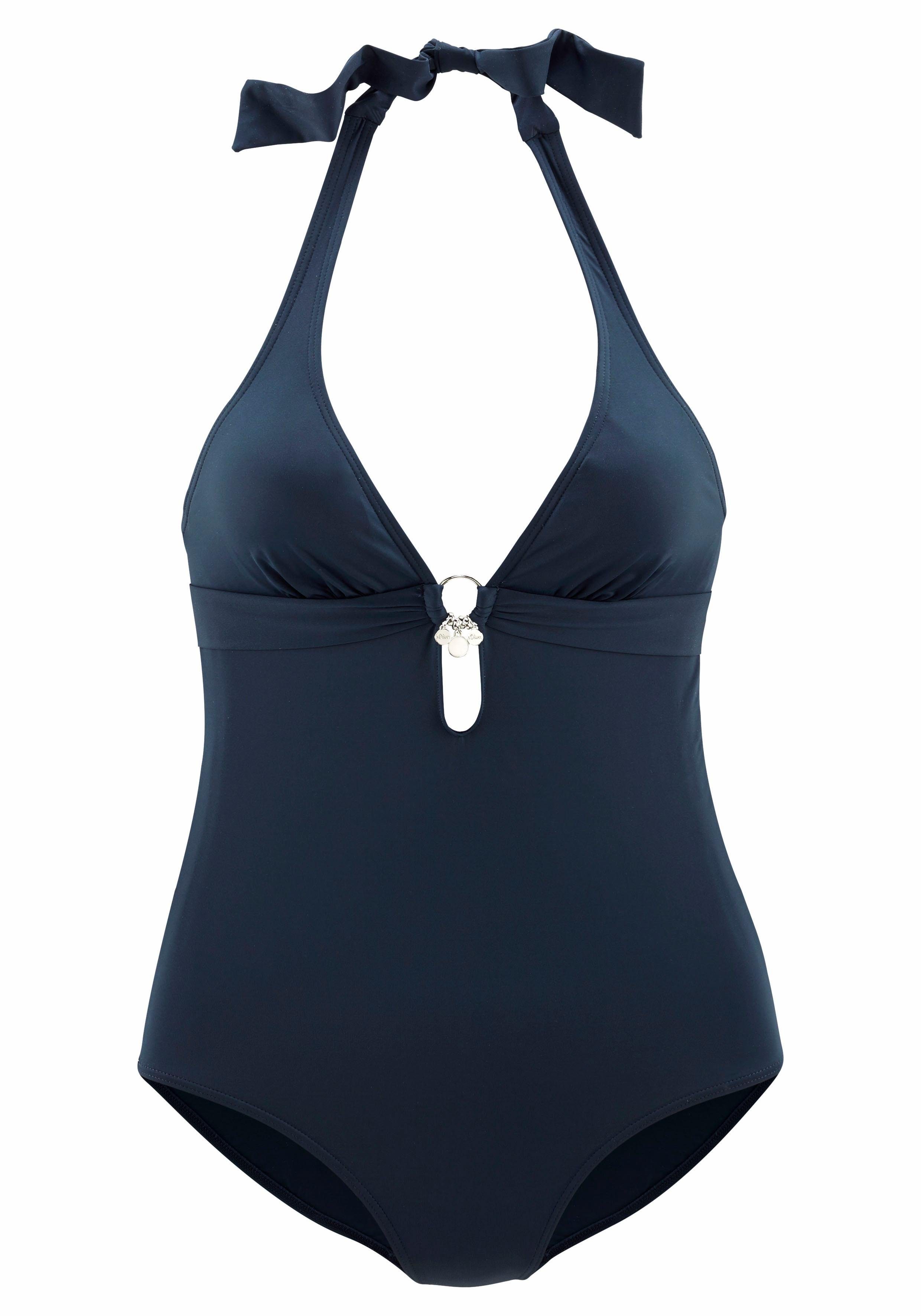 s.Oliver RED LABEL Beachwear Badpak TONIA verwijderbare cups, te strikken in de nek, te sluiten op de rug met beugel maat 42 blauw
