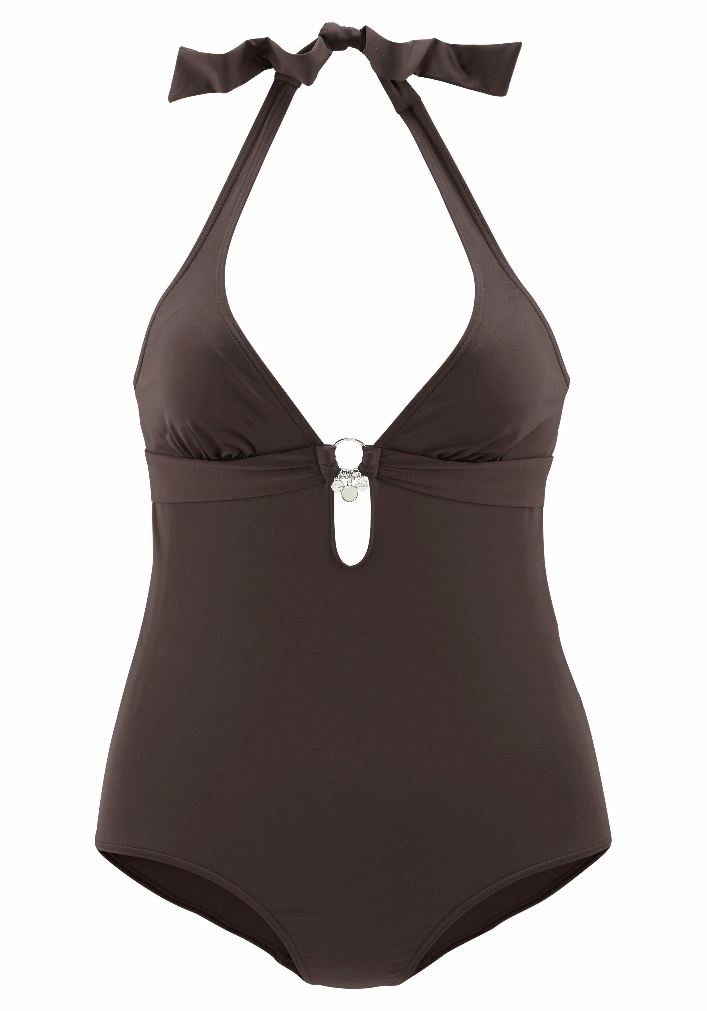s.Oliver RED LABEL Beachwear Badpak TONIA verwijderbare cups, te strikken in de nek, te sluiten op de rug met beugel maat 34 bruin