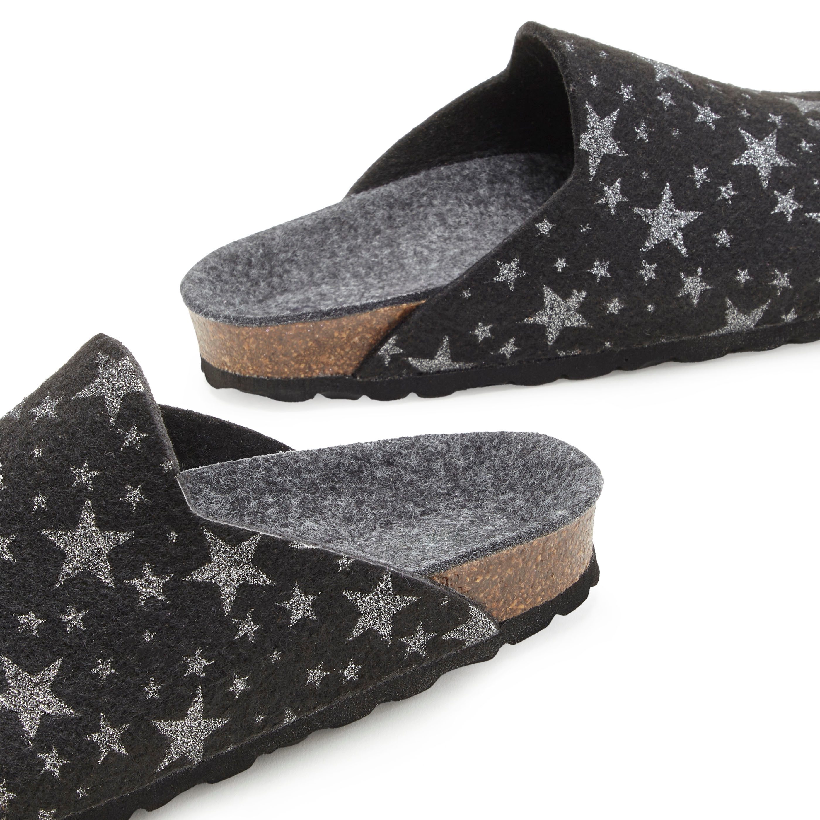 Vivance Slippers Pantoffel, klomp, pantoffel, van vilt met verwarmend kurken voetbed & sterrenprint