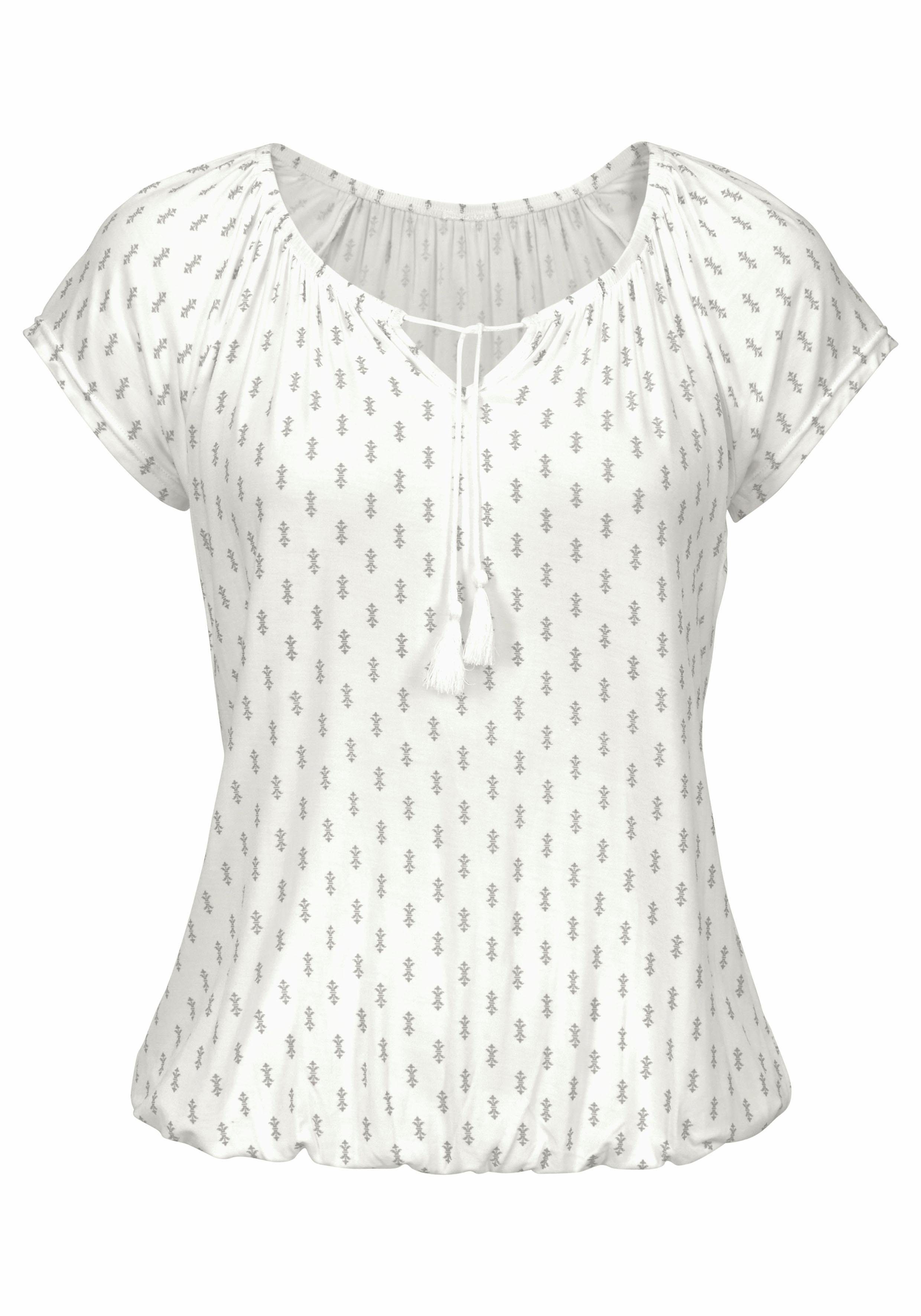 Vivance Shirt met korte mouwen Met iets aangerimpelde hals (Set van 2)