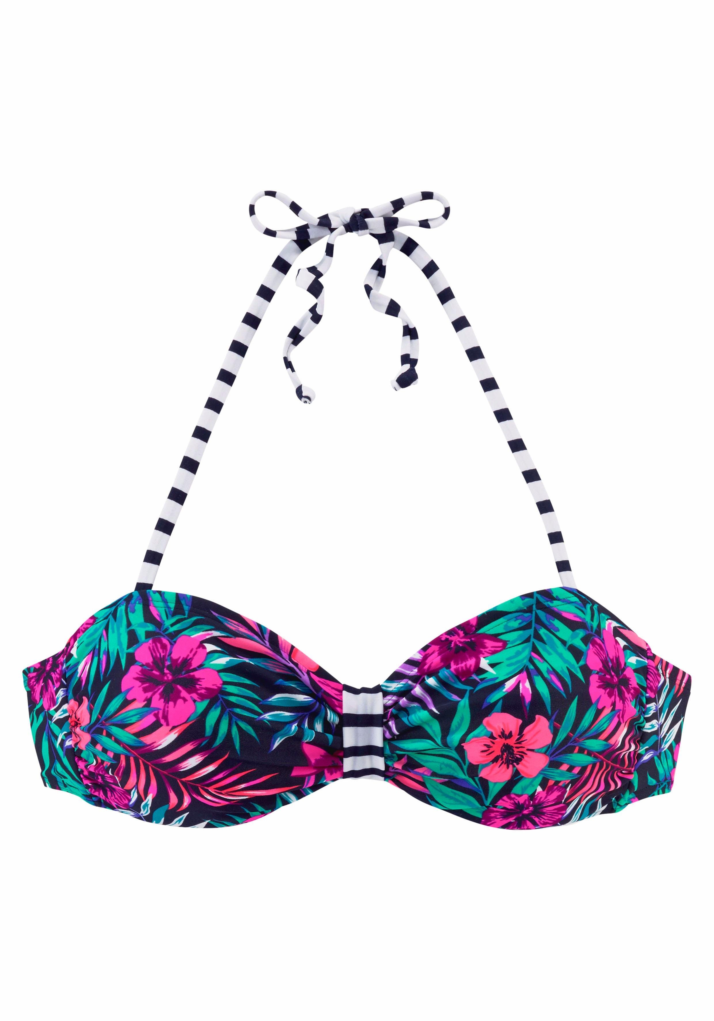 venice beach bandeau-bikinitop summer met contrastkleurige lus blauw