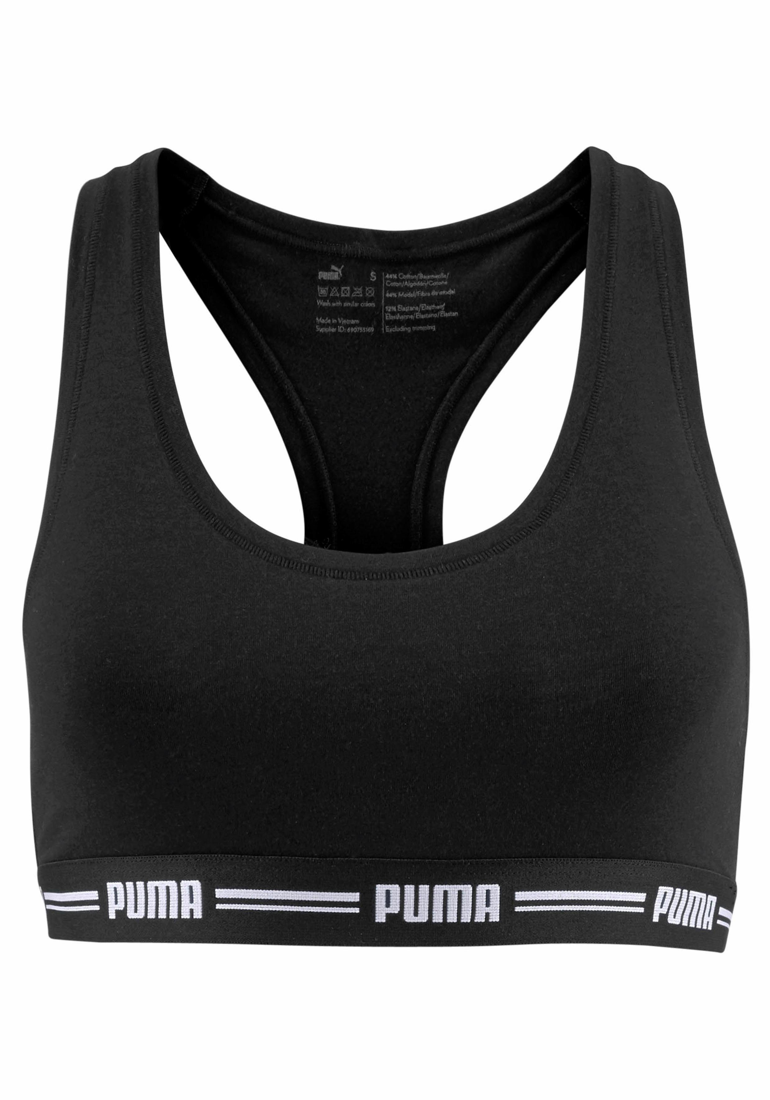 Размеры топ бра. Топ-бра Puma iconic Racer back. Спортивный топ Пума. Спортивный топ бра Puma. Топ Пума женский спортивный.