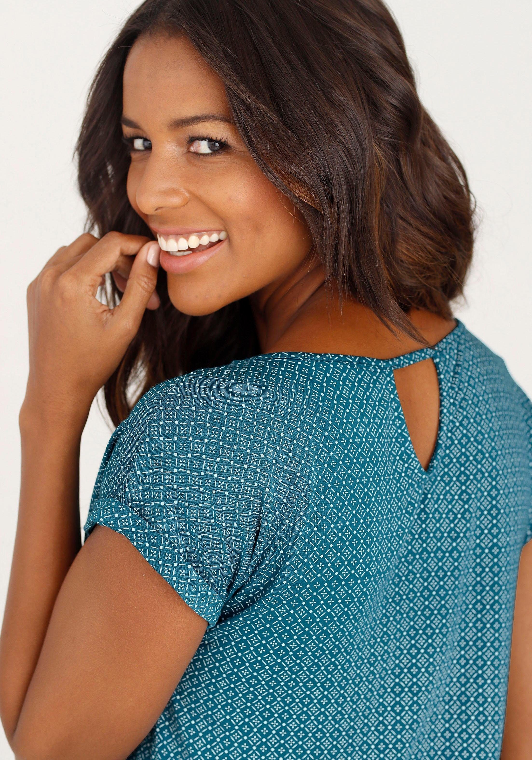 Lascana Shirt met korte mouwen Met modieuze cut out van zachte viscose-stretch (Set van 2)