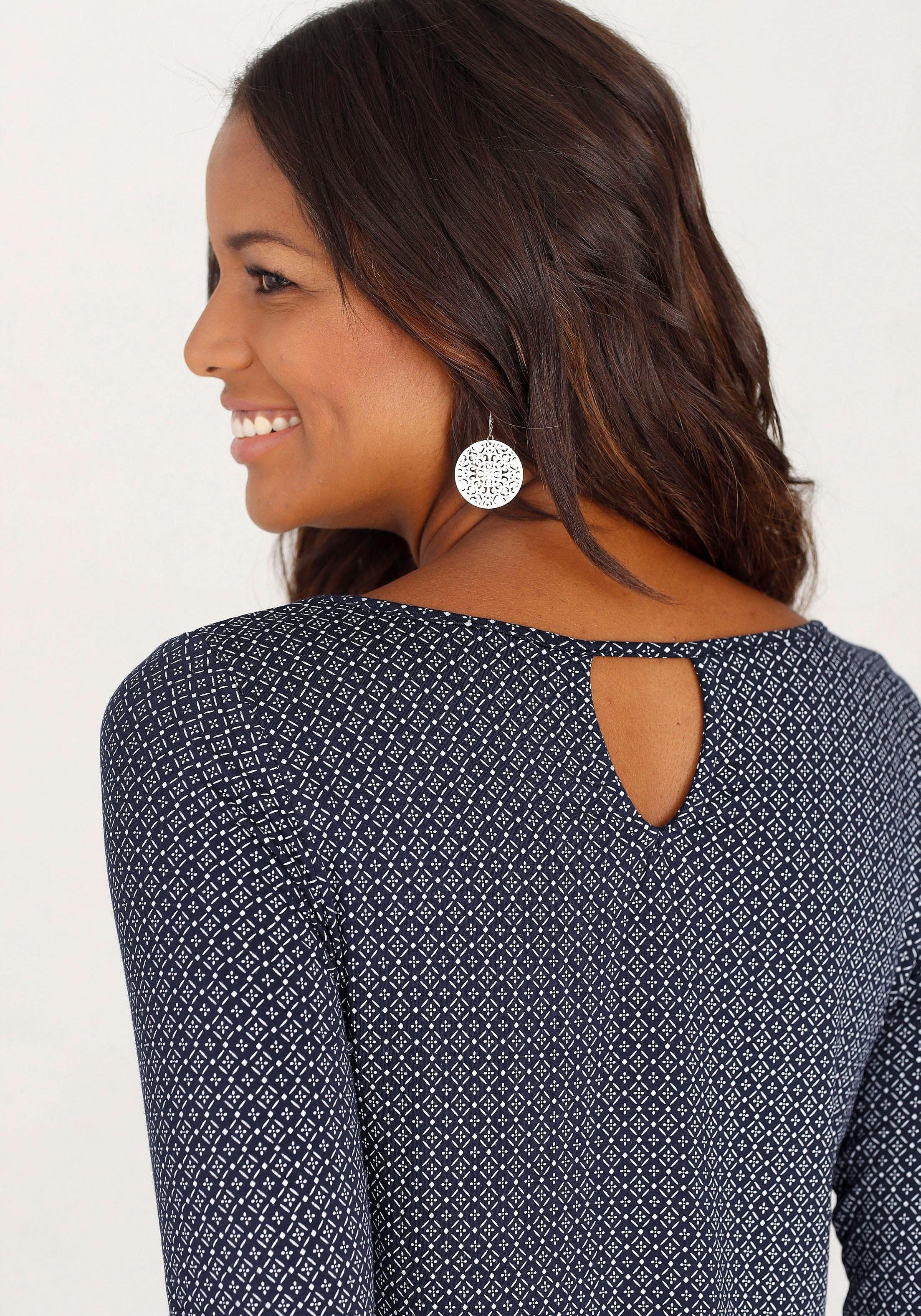 Lascana Shirt met 3/4-mouwen Met modieuze cut out van zachte viscose-stretch (Set van 2)