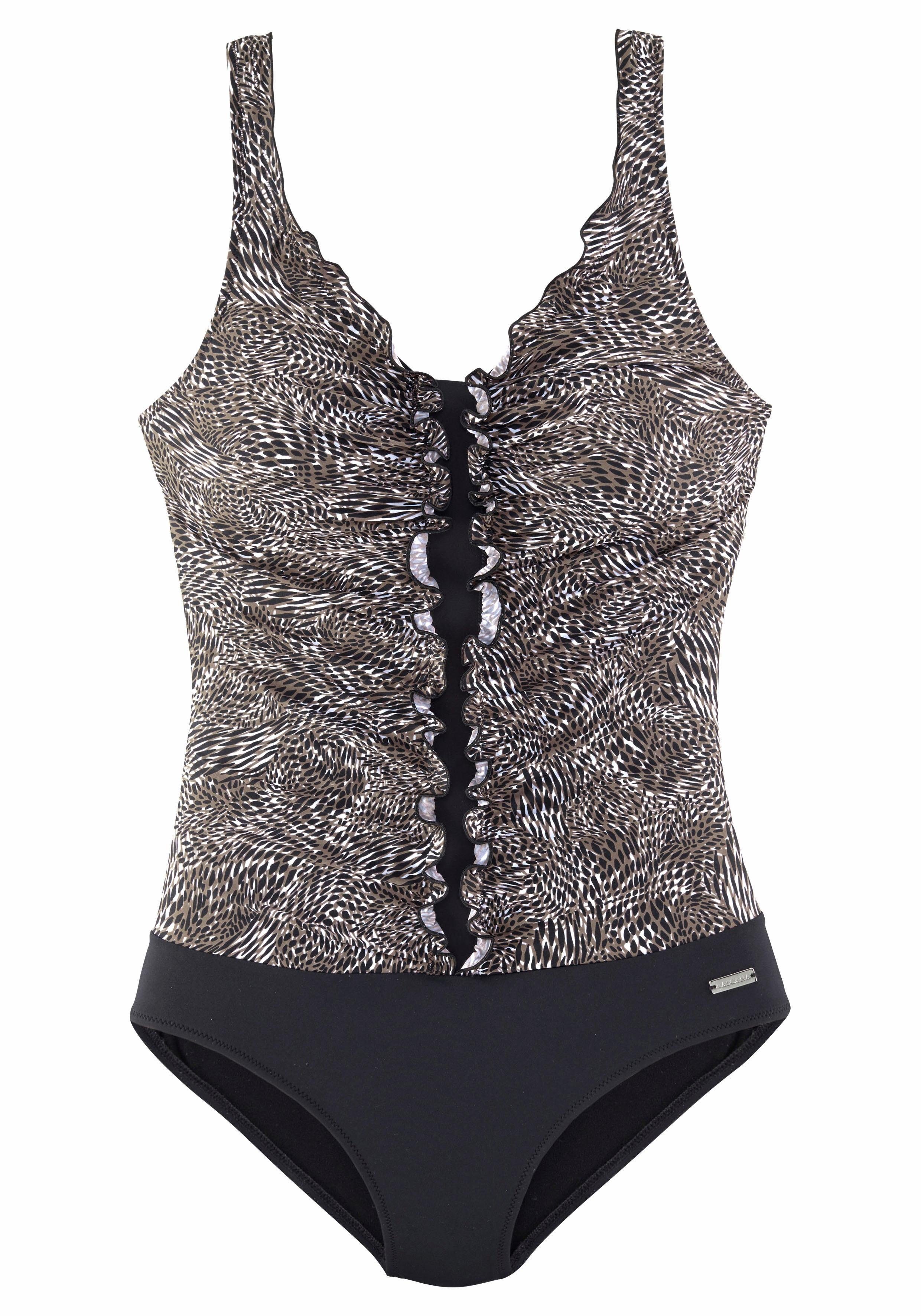 Lascana Badpak met trendy animal-print en modellerend effect