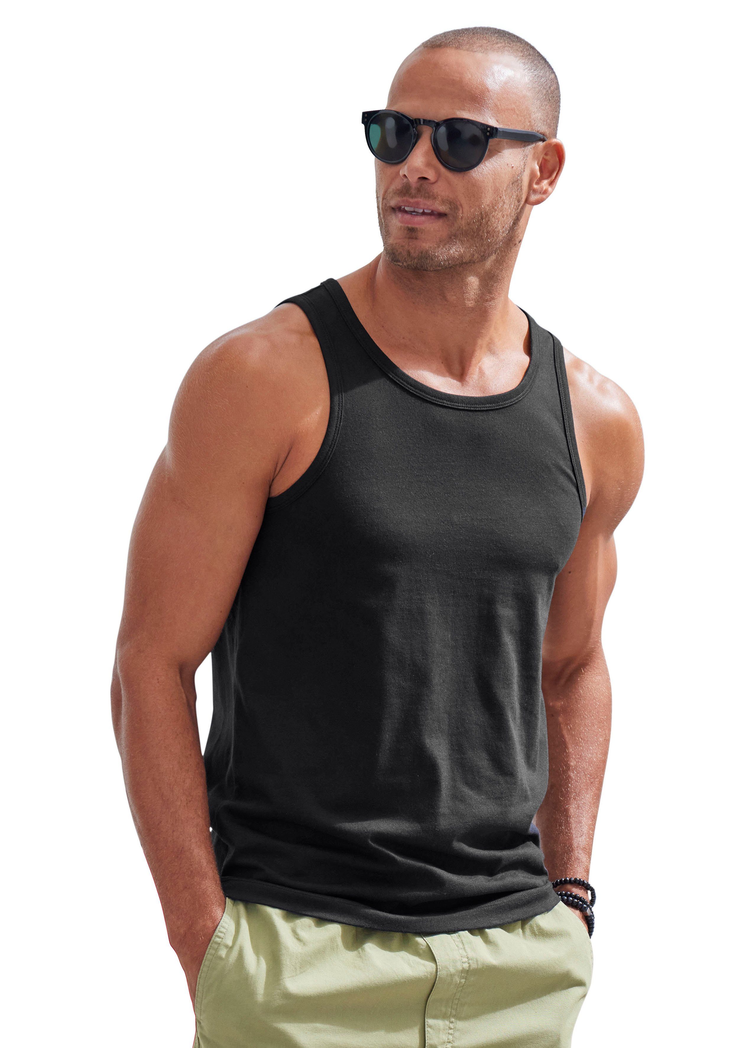 John Devin Tanktop in mooie mêlee-look (set, 2-delig, 2)