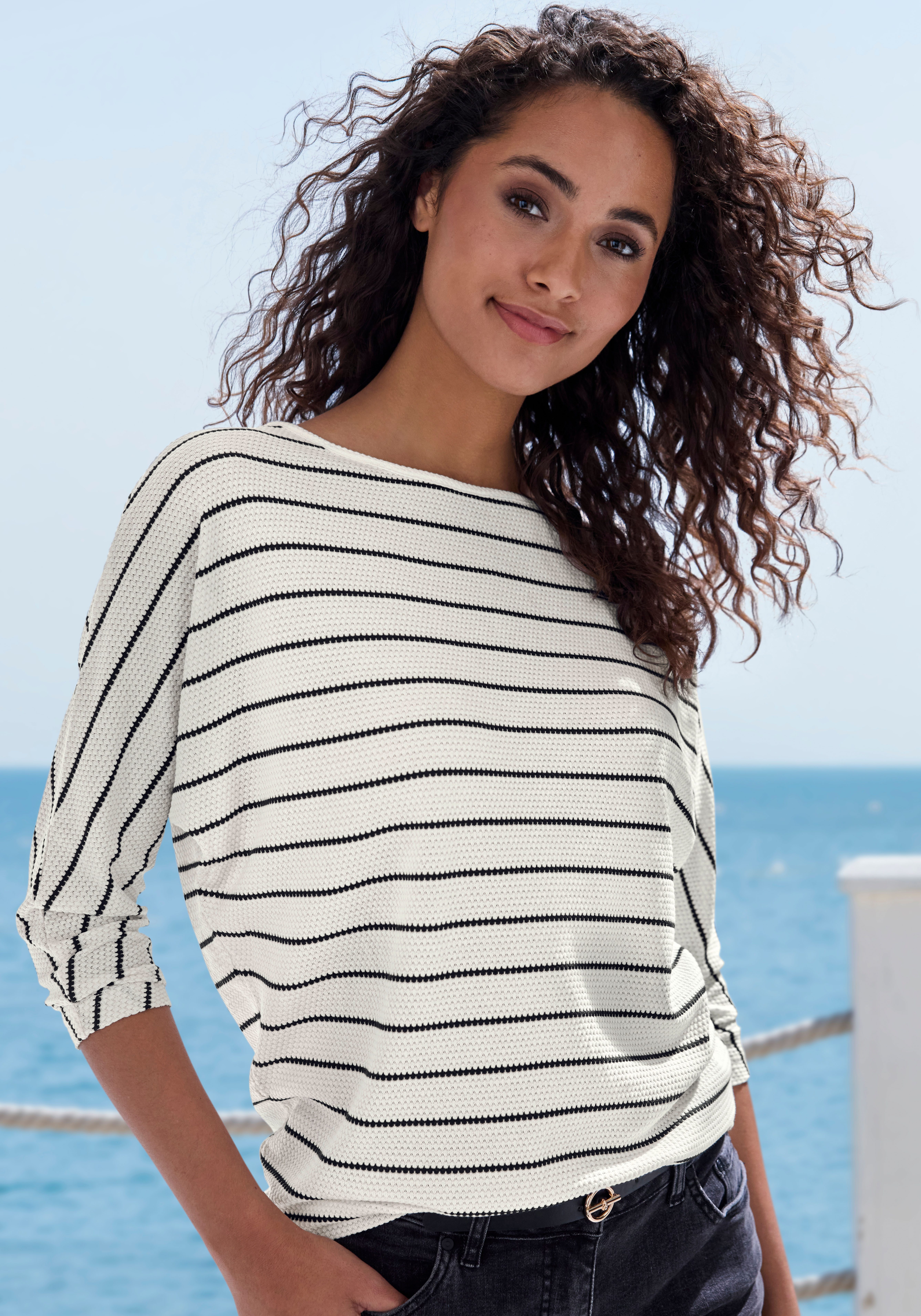 Vivance Shirt met 3/4 mouwen Met modieuze streepstructuur