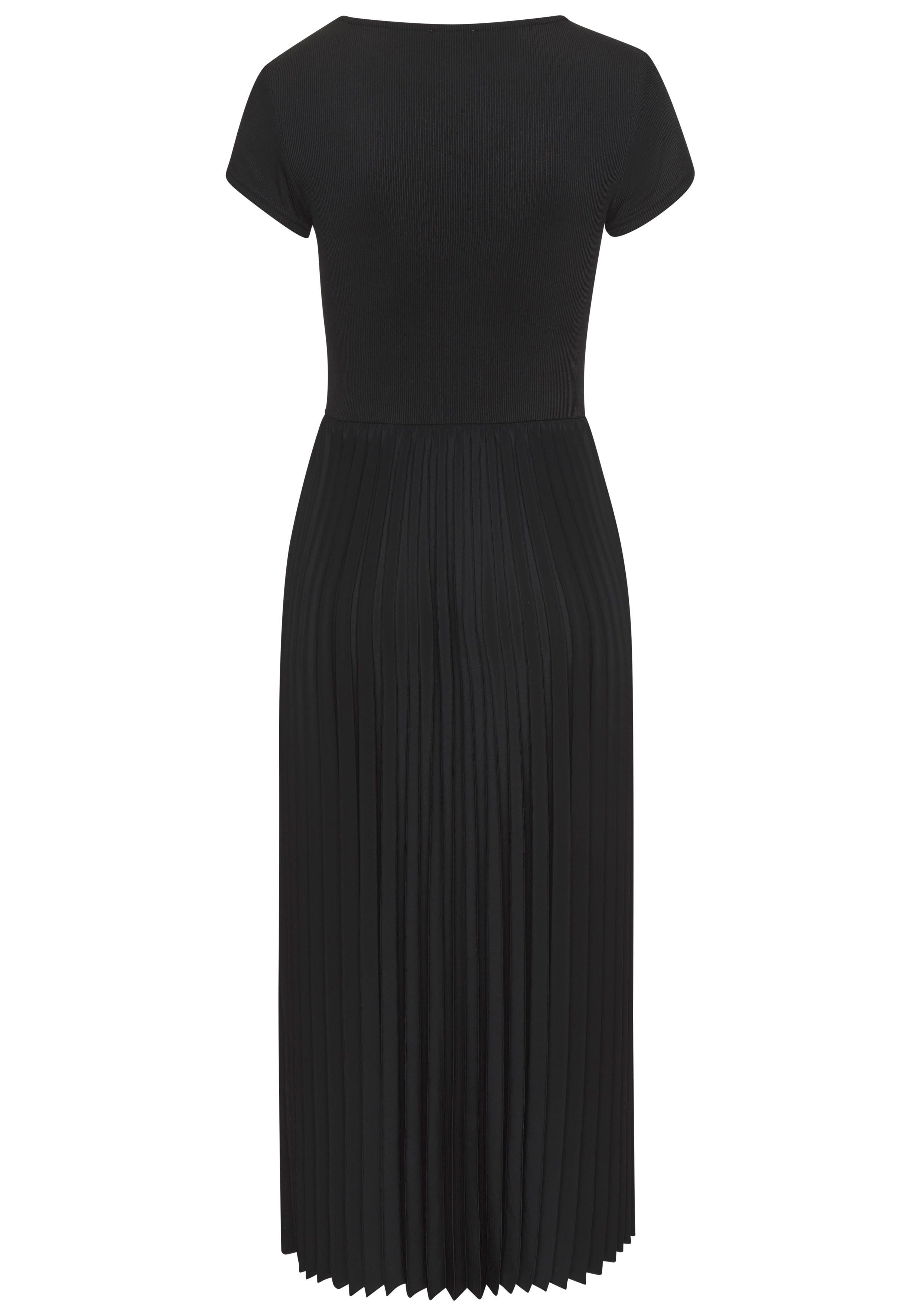 Lascana Midi-jurk met plissé rokdeel, basic, modieus