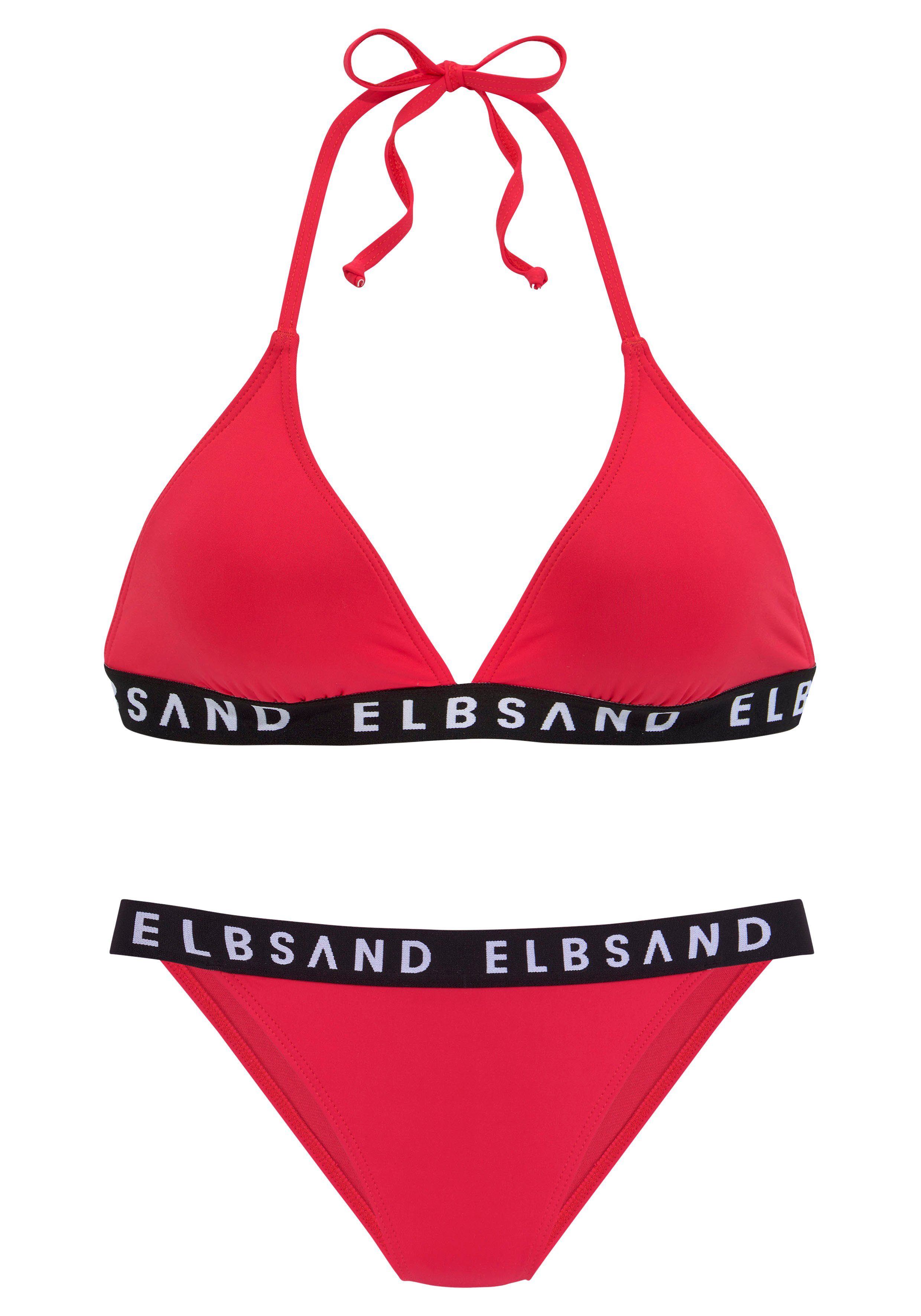 Elbsand Triangelbikini met merkopschriften in contrastkleur