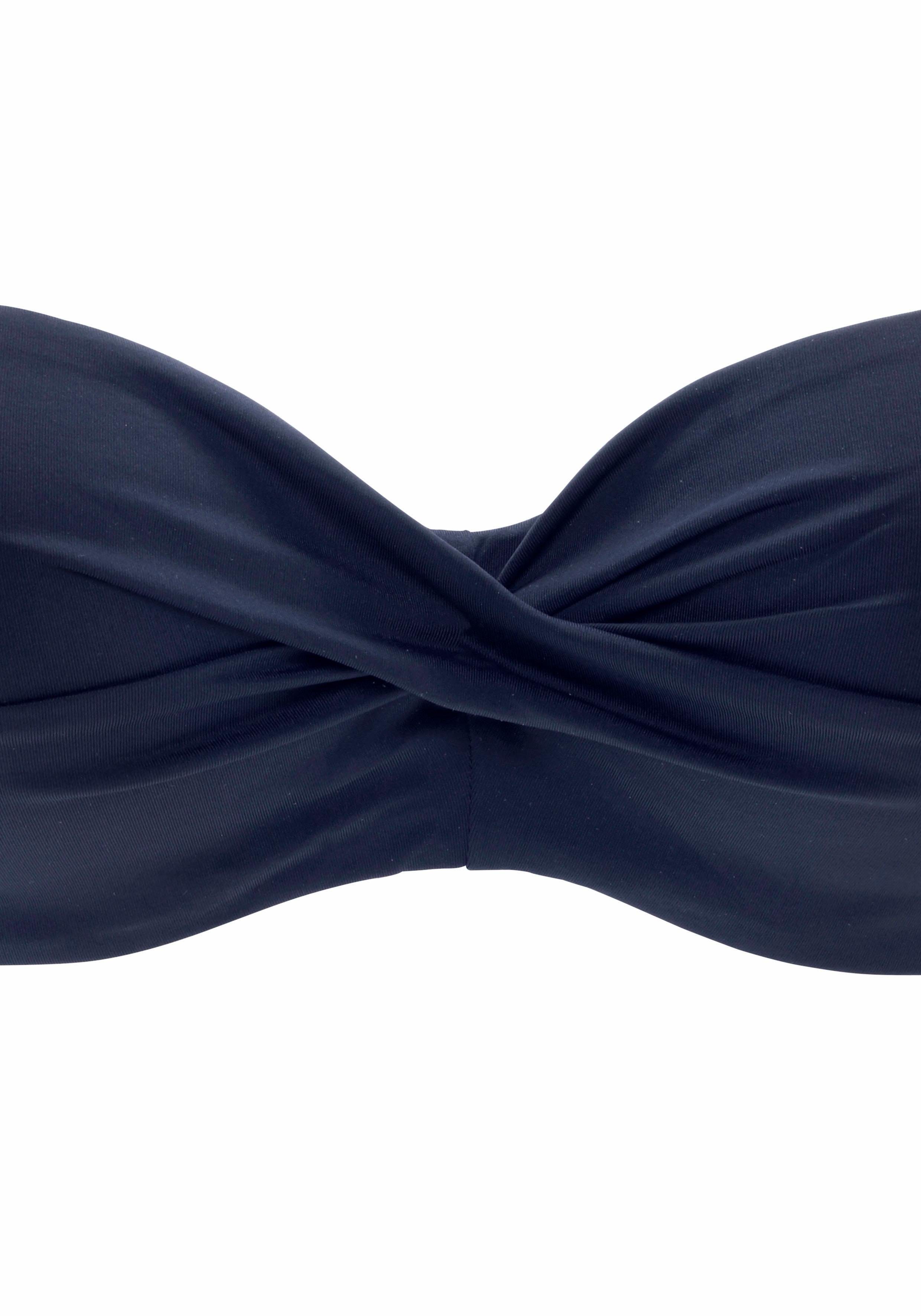 s.Oliver RED LABEL Beachwear Bandeau-bikinitop Spain in effen kleuren met wikkel-look bandeau bikini's maat 44 D blauw