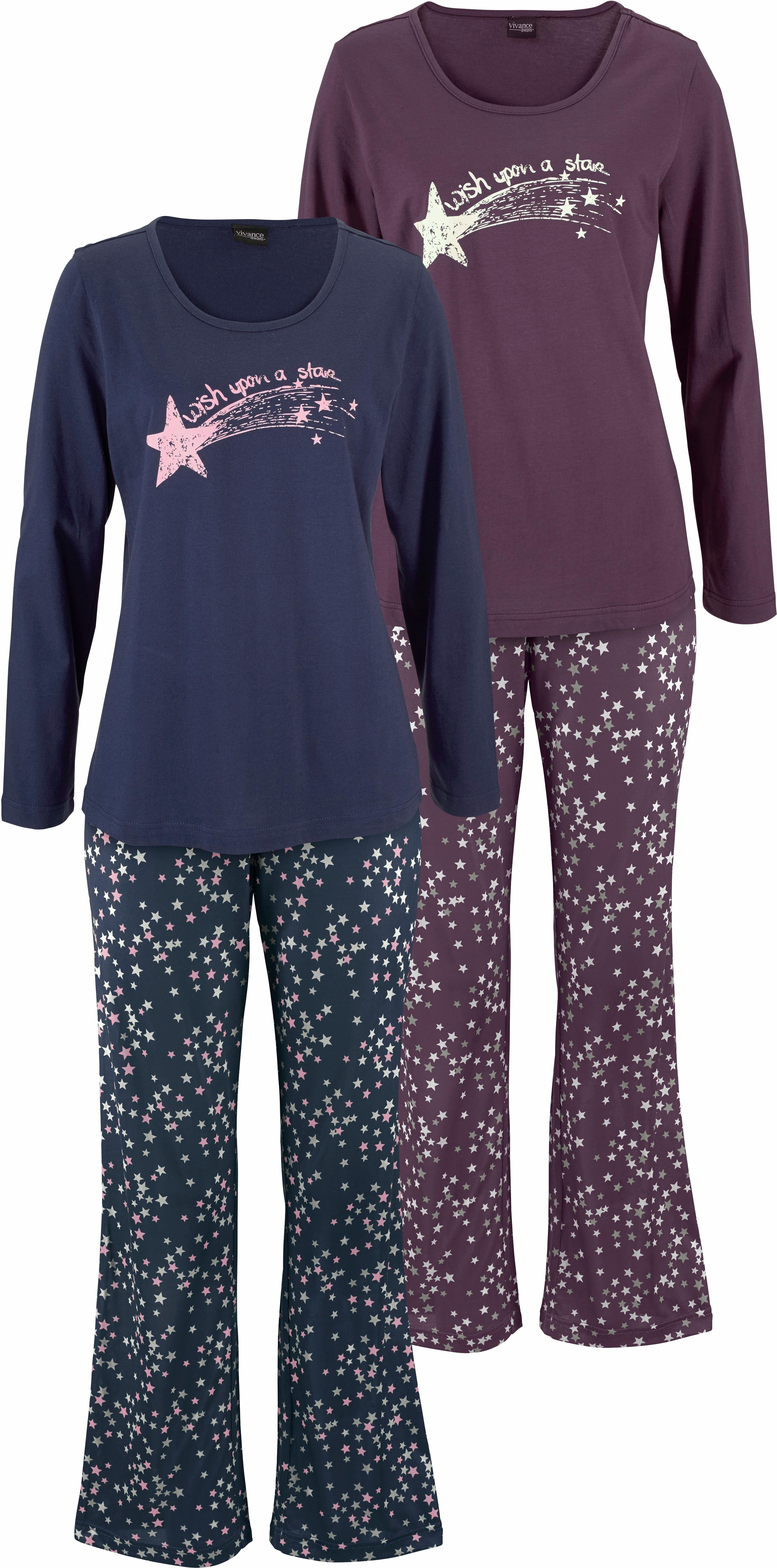 Vivance Dreams Pyjama met sterrenprint (4-delig, Set van 2)